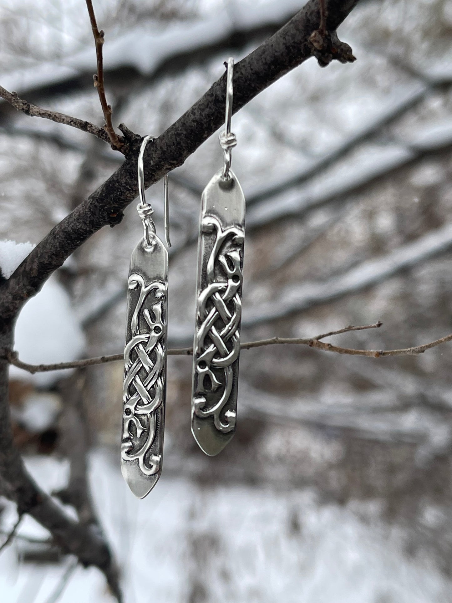 Jörmungandr Viking Knots Sterling Silver Dangle Earrings