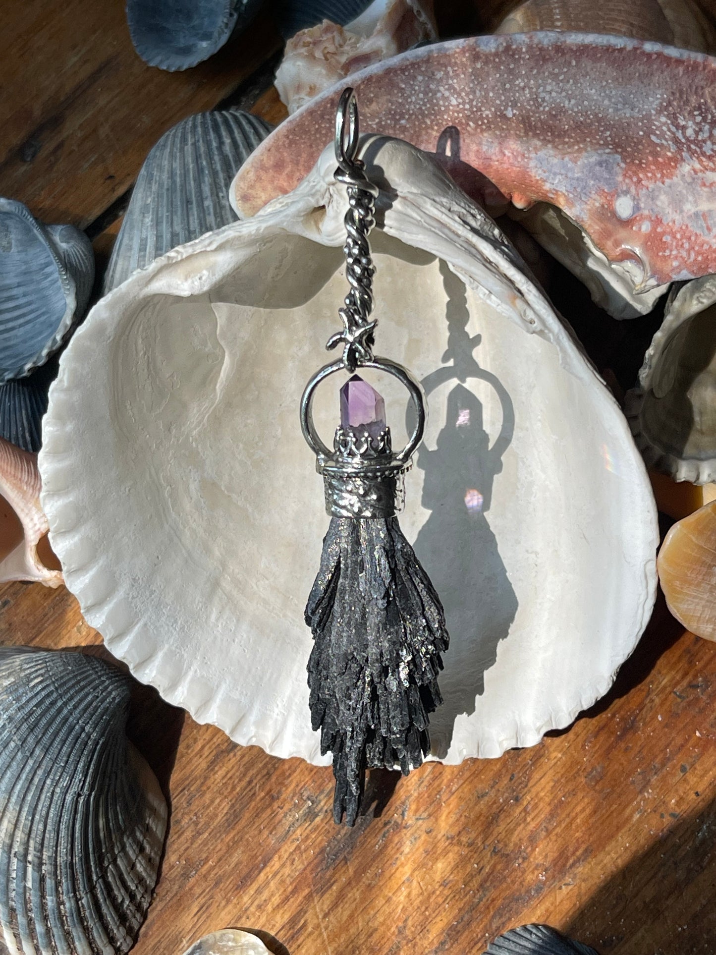 The Urchin Witch Crystal Broom Pendant
