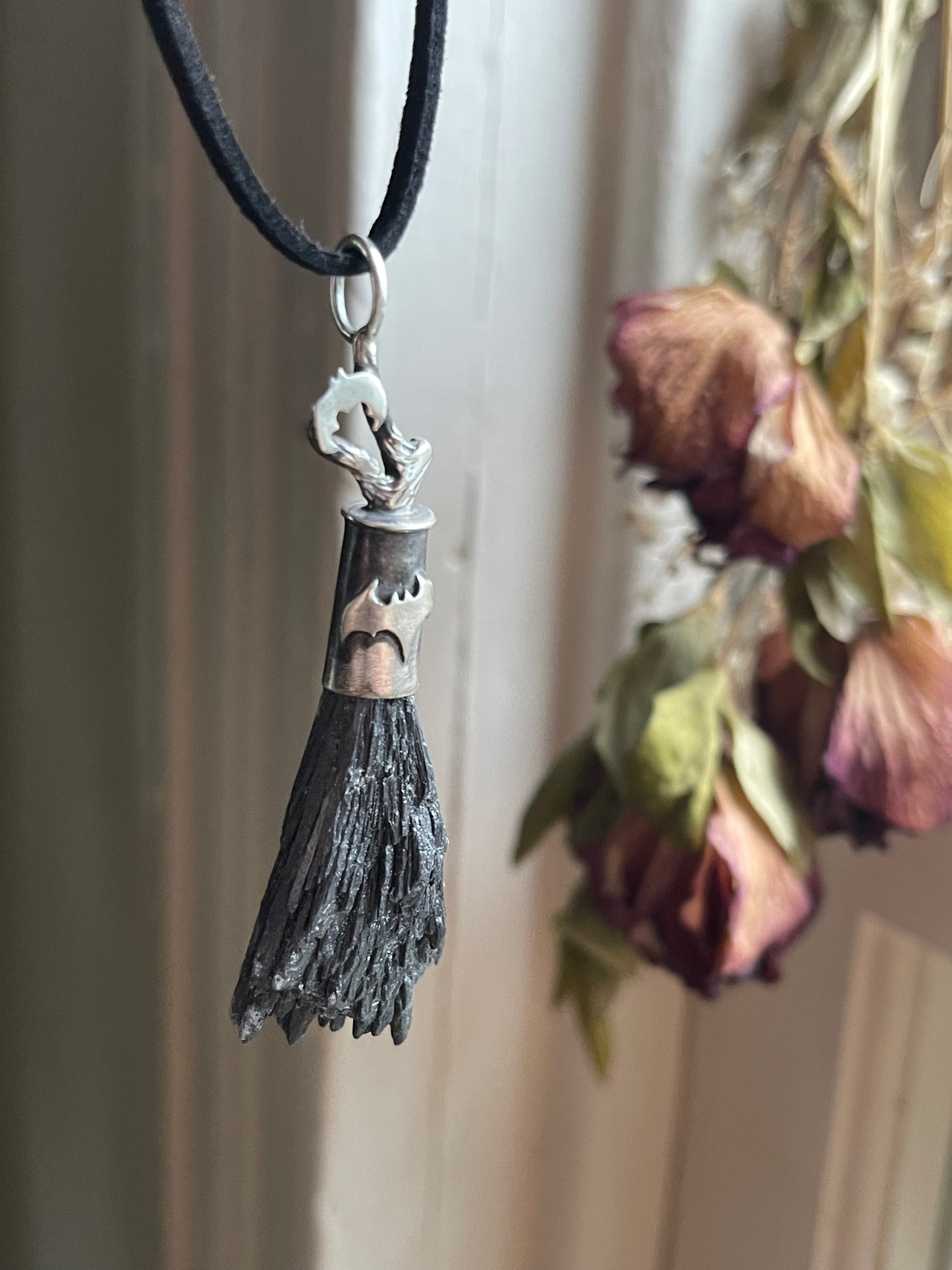 Creature of the Night Witch Crystal Broom Pendant