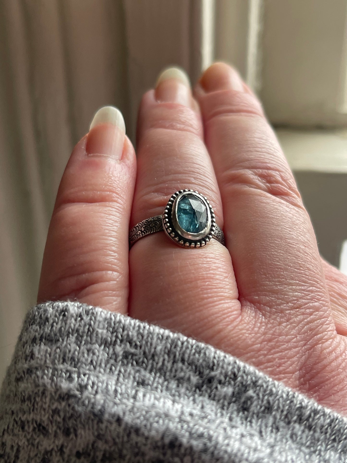 Blue Nebula Teal Kyanite Rings