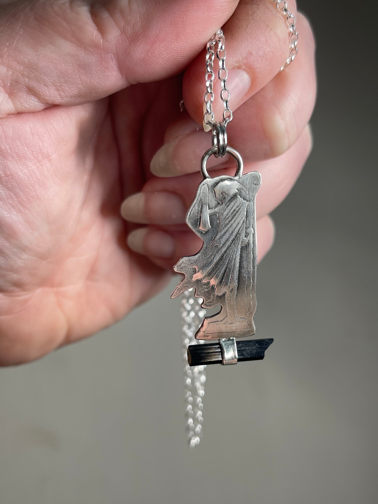 Grounded • Black Tourmaline Crystal Reaper Necklace