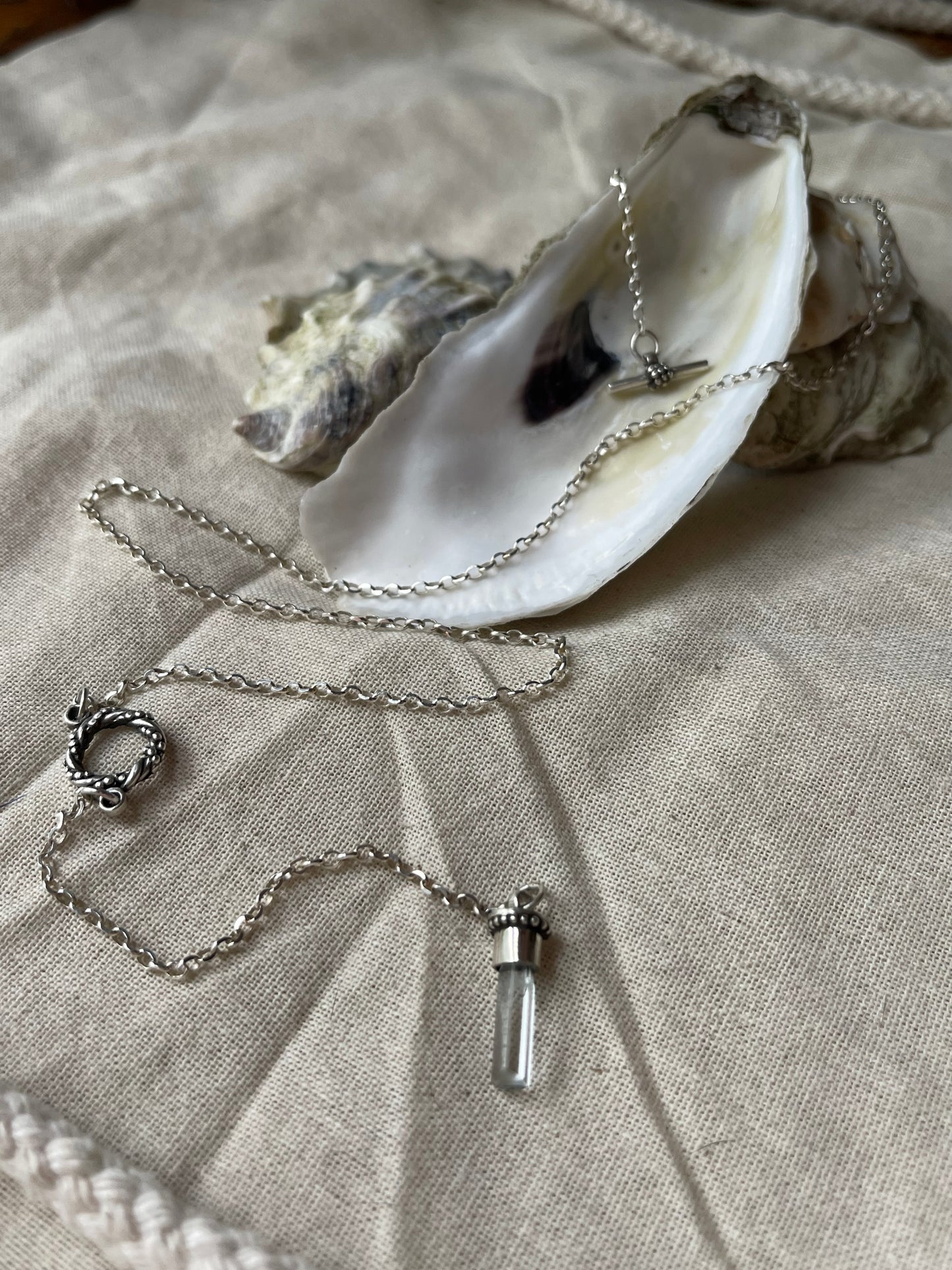 *Aquamarine Anchor • Aquamarine Crystal Sterling Silver Toggle Necklace