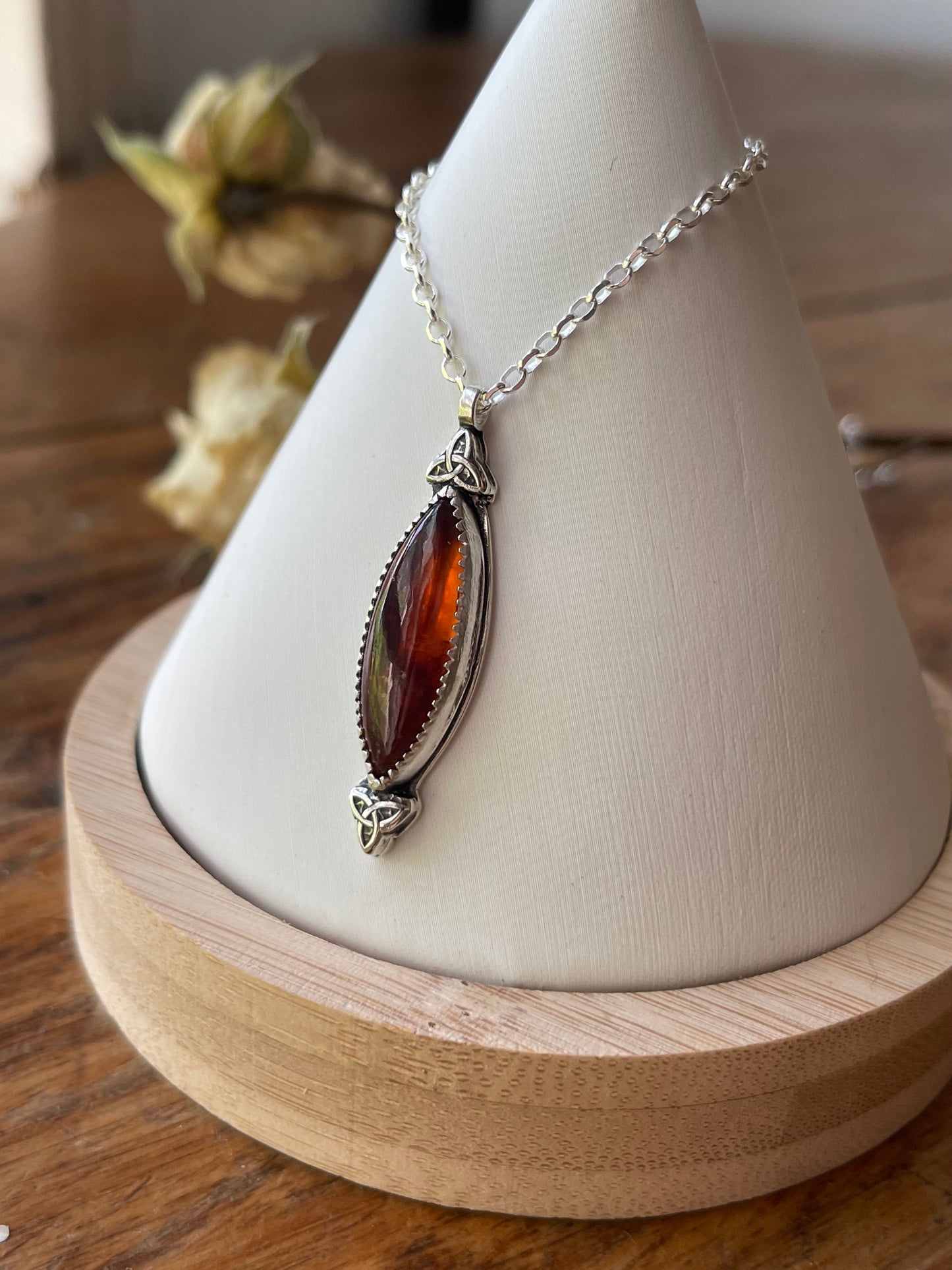 *Eternal Embers • Hessonite Garnet Pendant Necklace • Sterling Silver