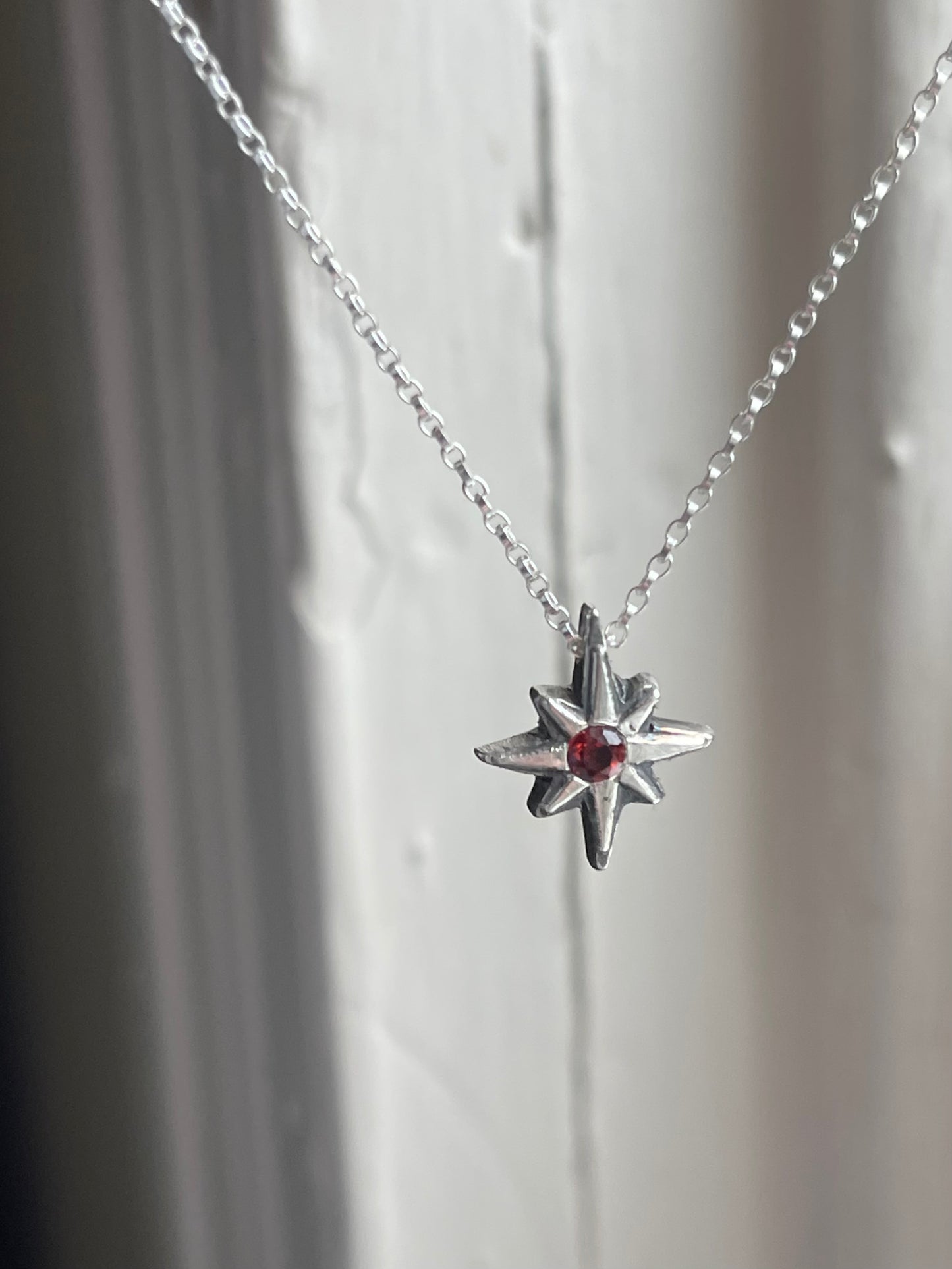 Dark Star • Garnet Star Charm Necklace MADE TO ORDER