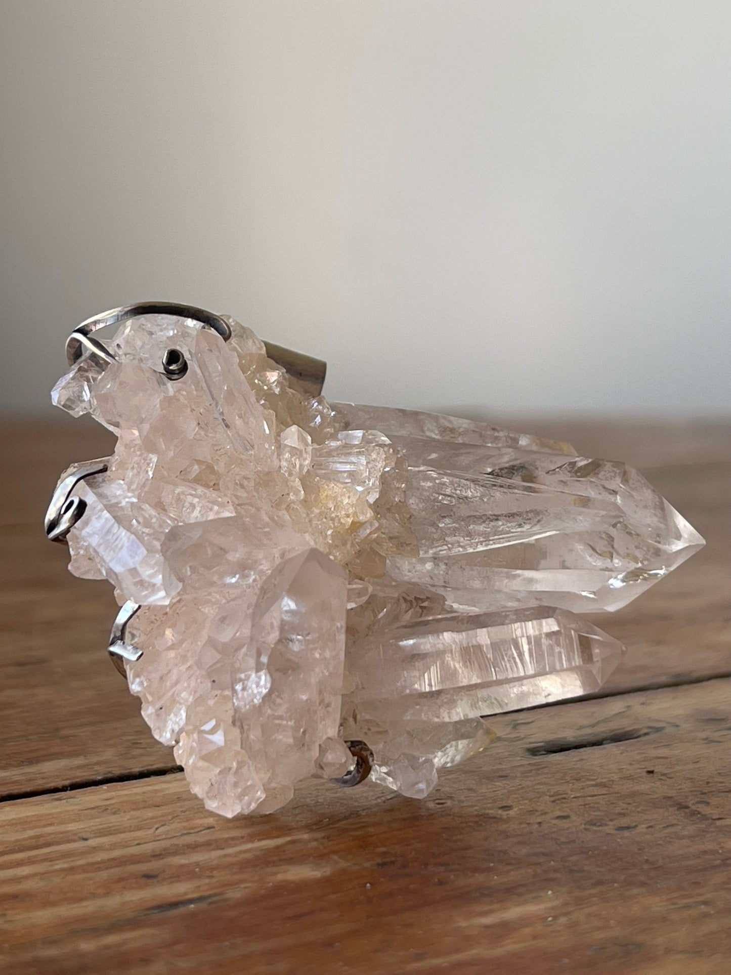 Crystalline Knowledge • Sterling Silver Quartz Crystal Cluster Pendant Brooch Combo Jewel
