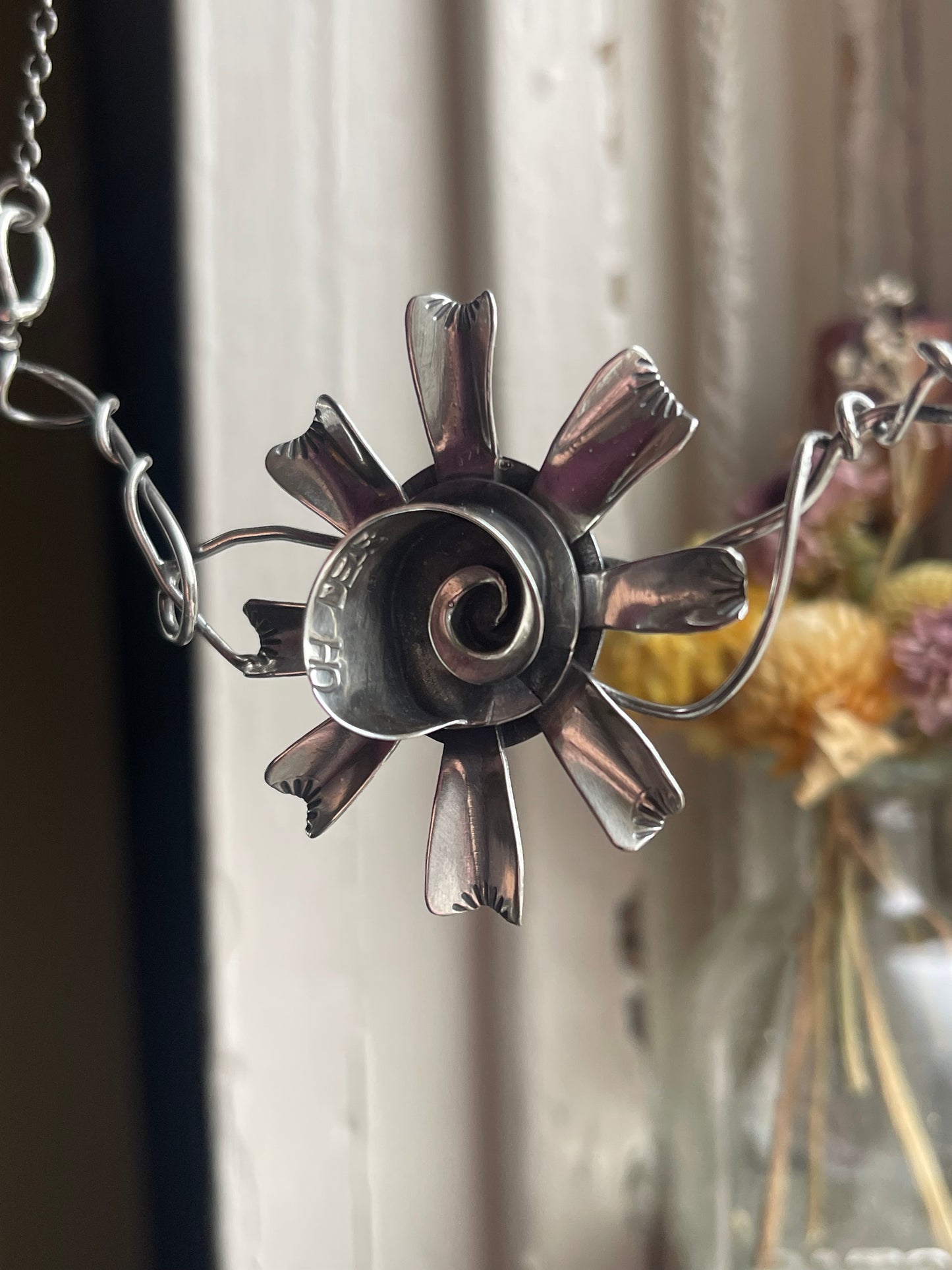 Oh Dear • Sterling Silver Sculptural Viney Flower Neckpiece
