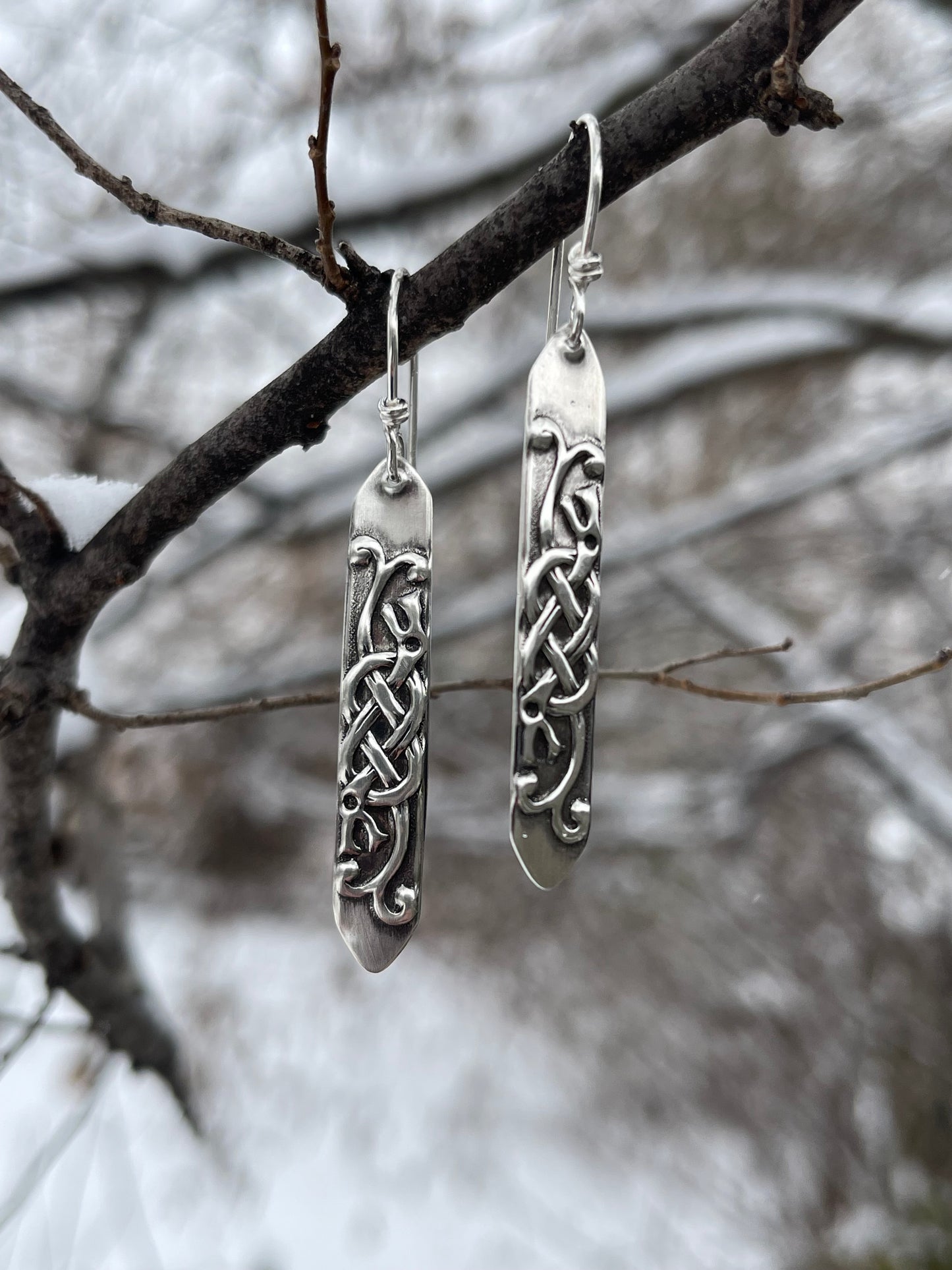 Jörmungandr Viking Knots Sterling Silver Dangle Earrings • MADE TO ORDER