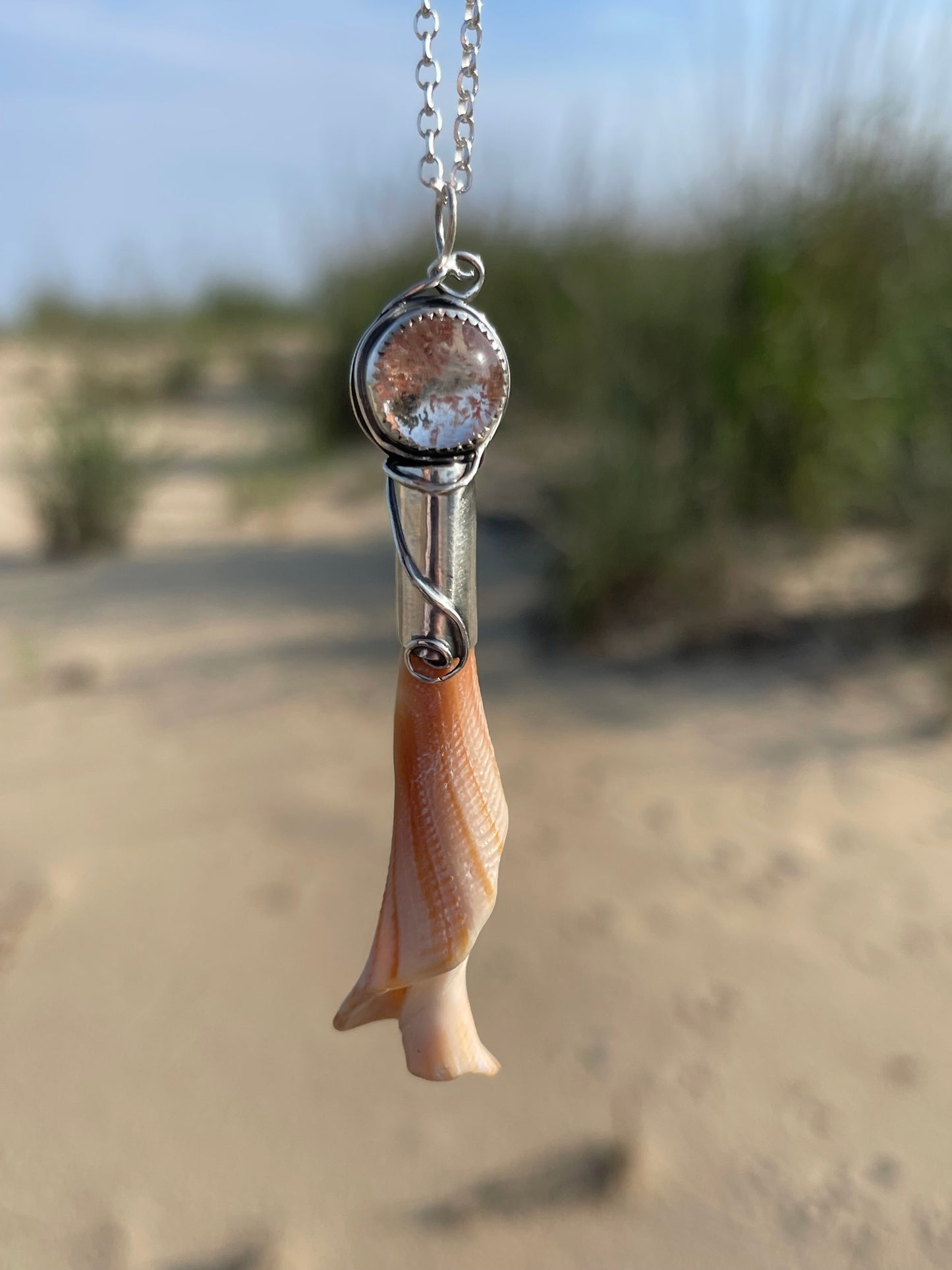 *Dancing in the Dunes • Garden Quartz Seashell Pendant