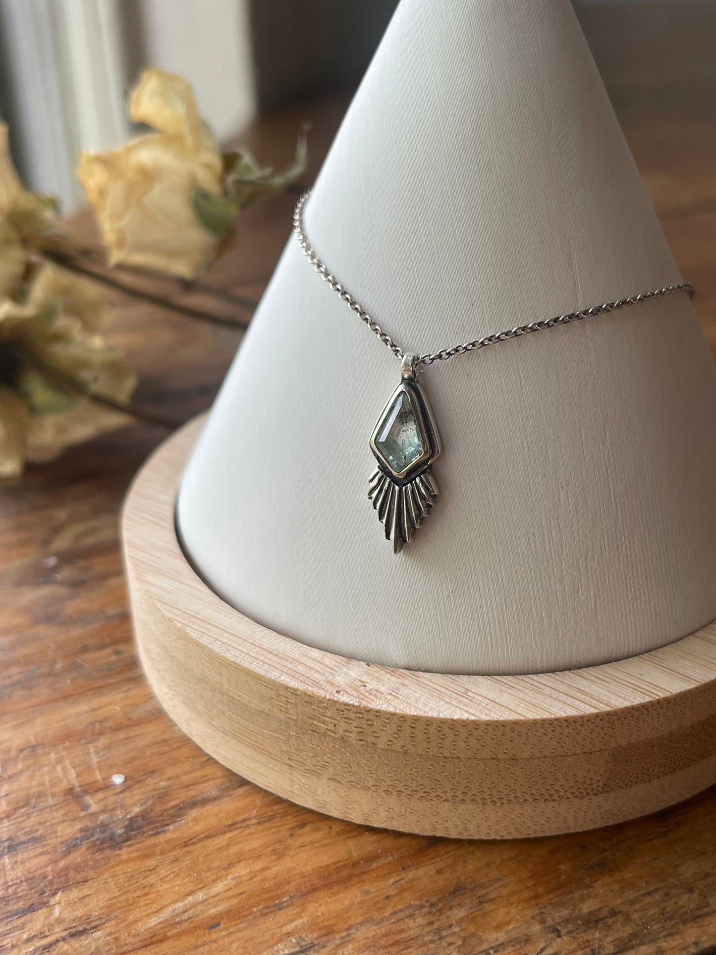 *Iðunn • Aquamarine Pendant Necklace • Fine Silver