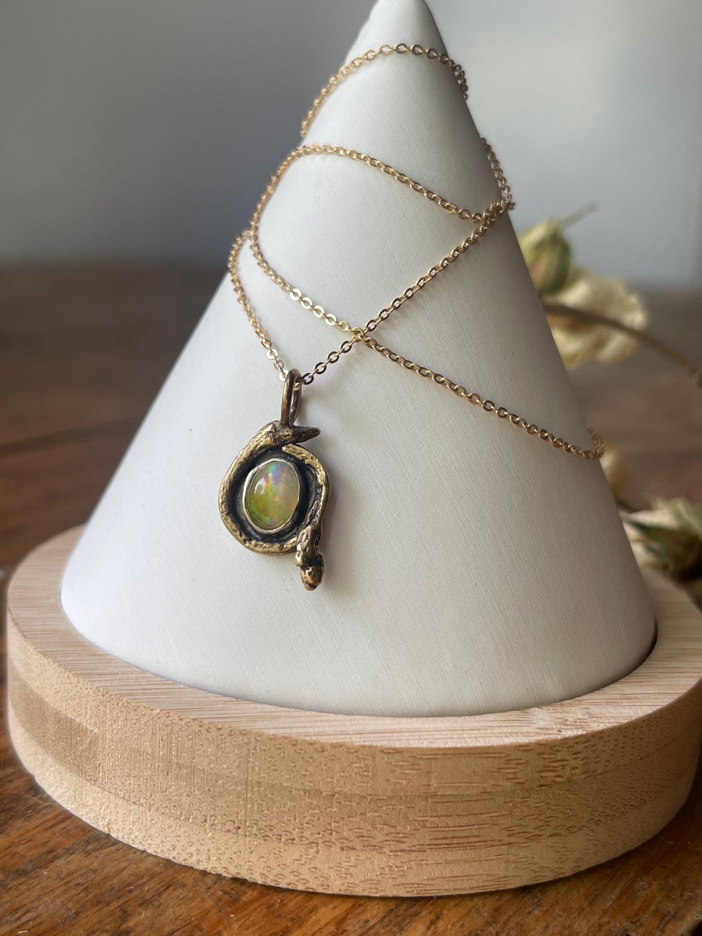 *Garden Snake • Ethiopian Opal Mixed Metals Pendant Necklace