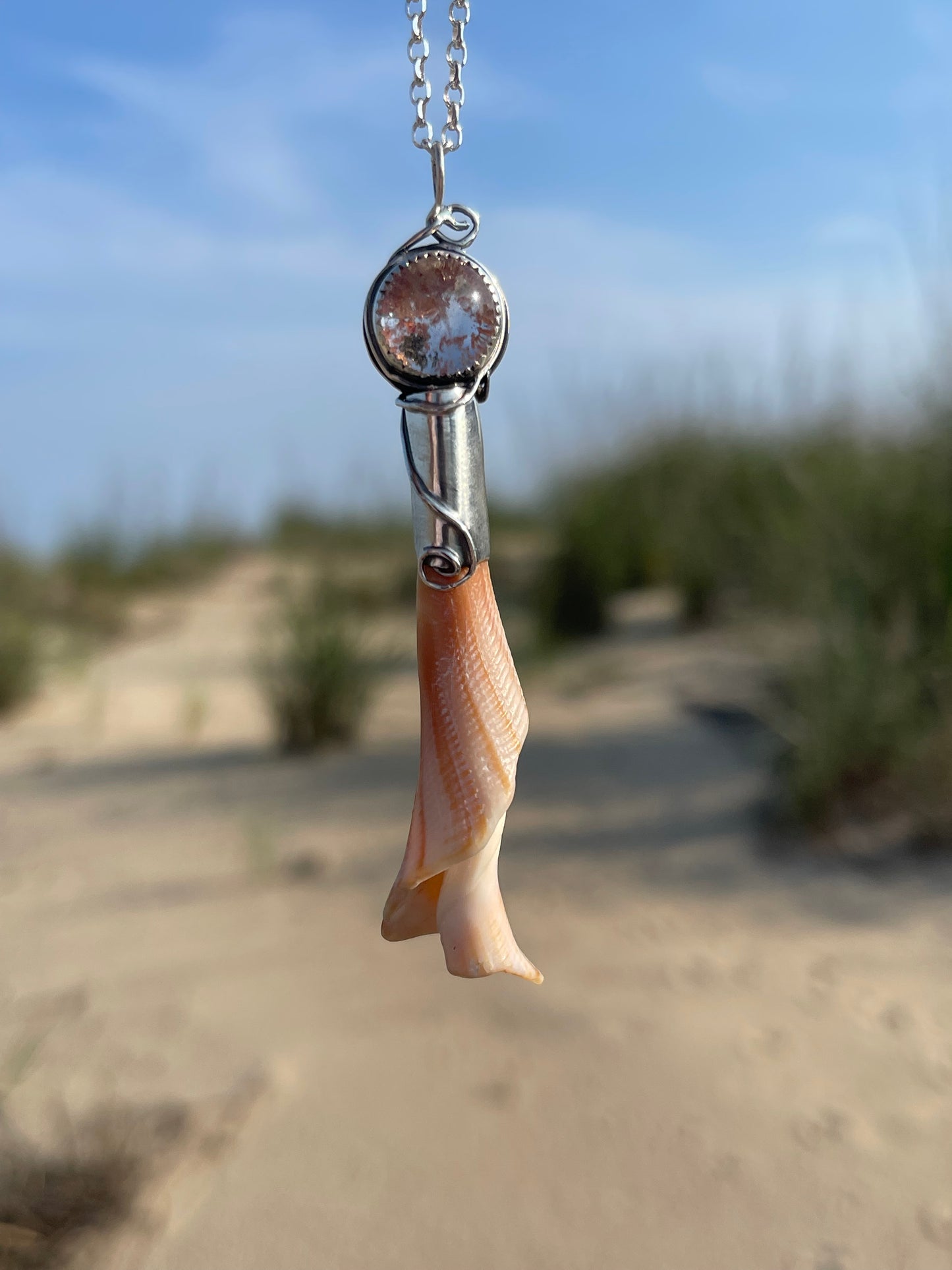 *Dancing in the Dunes • Garden Quartz Seashell Pendant
