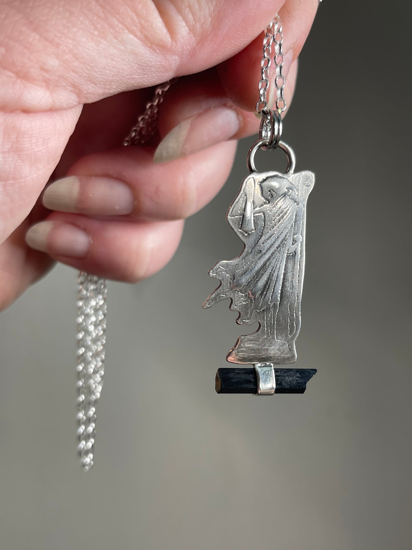 Grounded • Black Tourmaline Crystal Reaper Necklace
