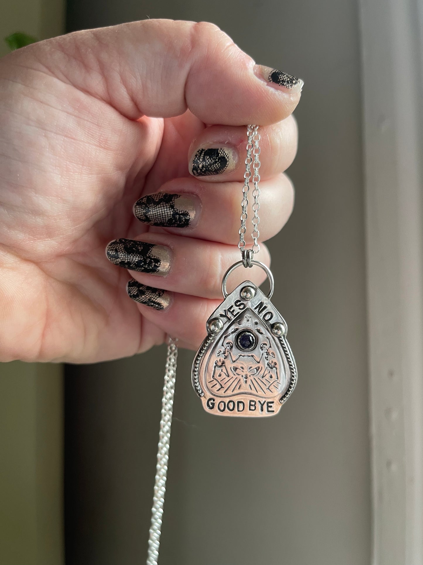 Iolite Ouija Planchette Statement Necklace