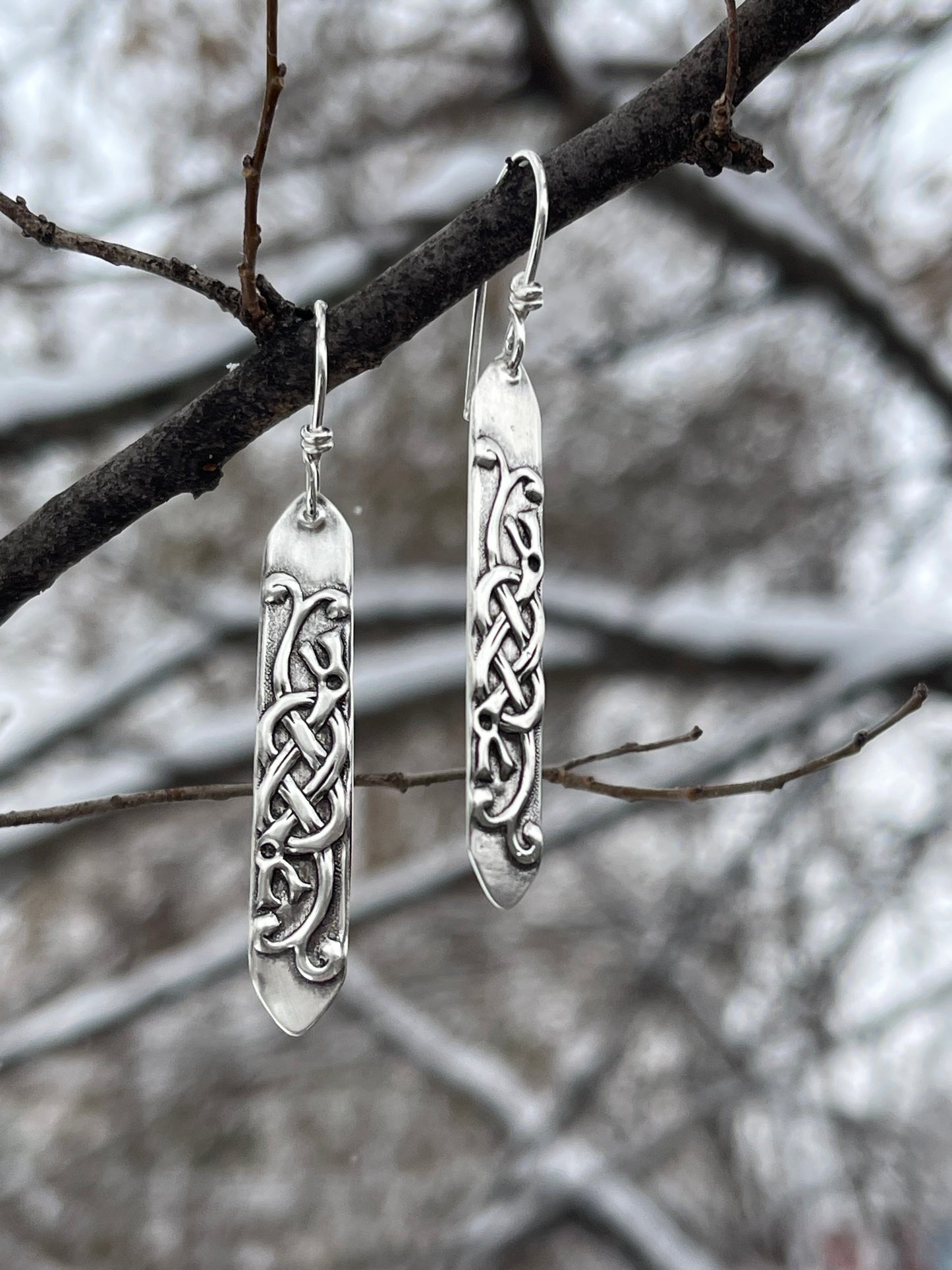 Jörmungandr Viking Knots Sterling Silver Dangle Earrings • MADE TO ORDER