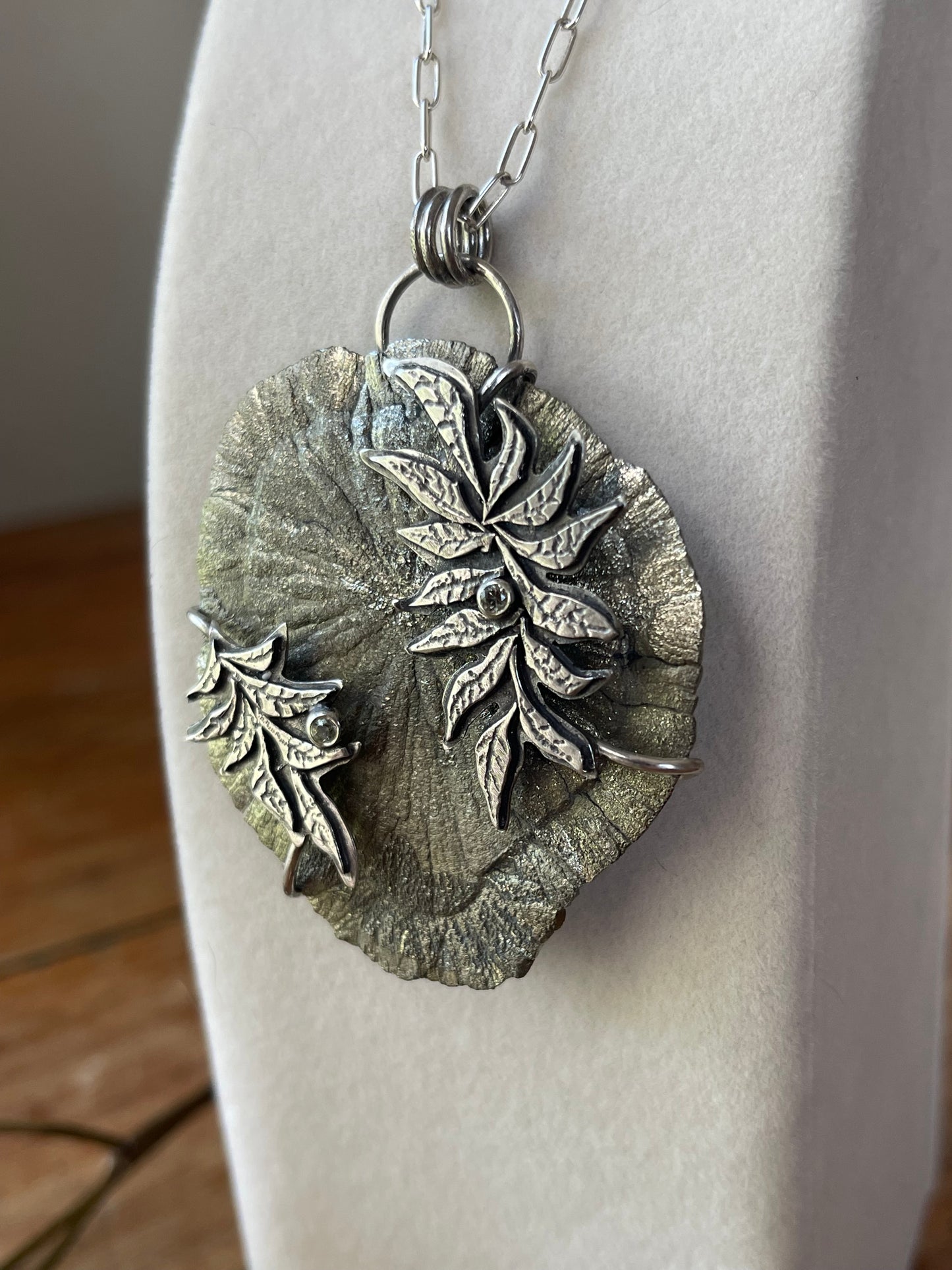 *Sunrays Through the Trees • Pyrite Sun & Green Sapphire Statement Necklace