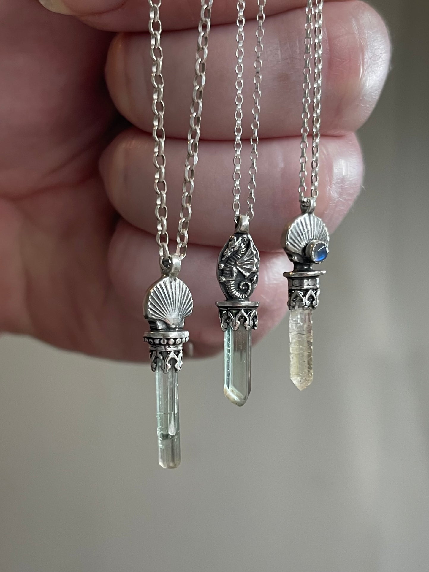 *Seaside Crystal Charm Necklaces
