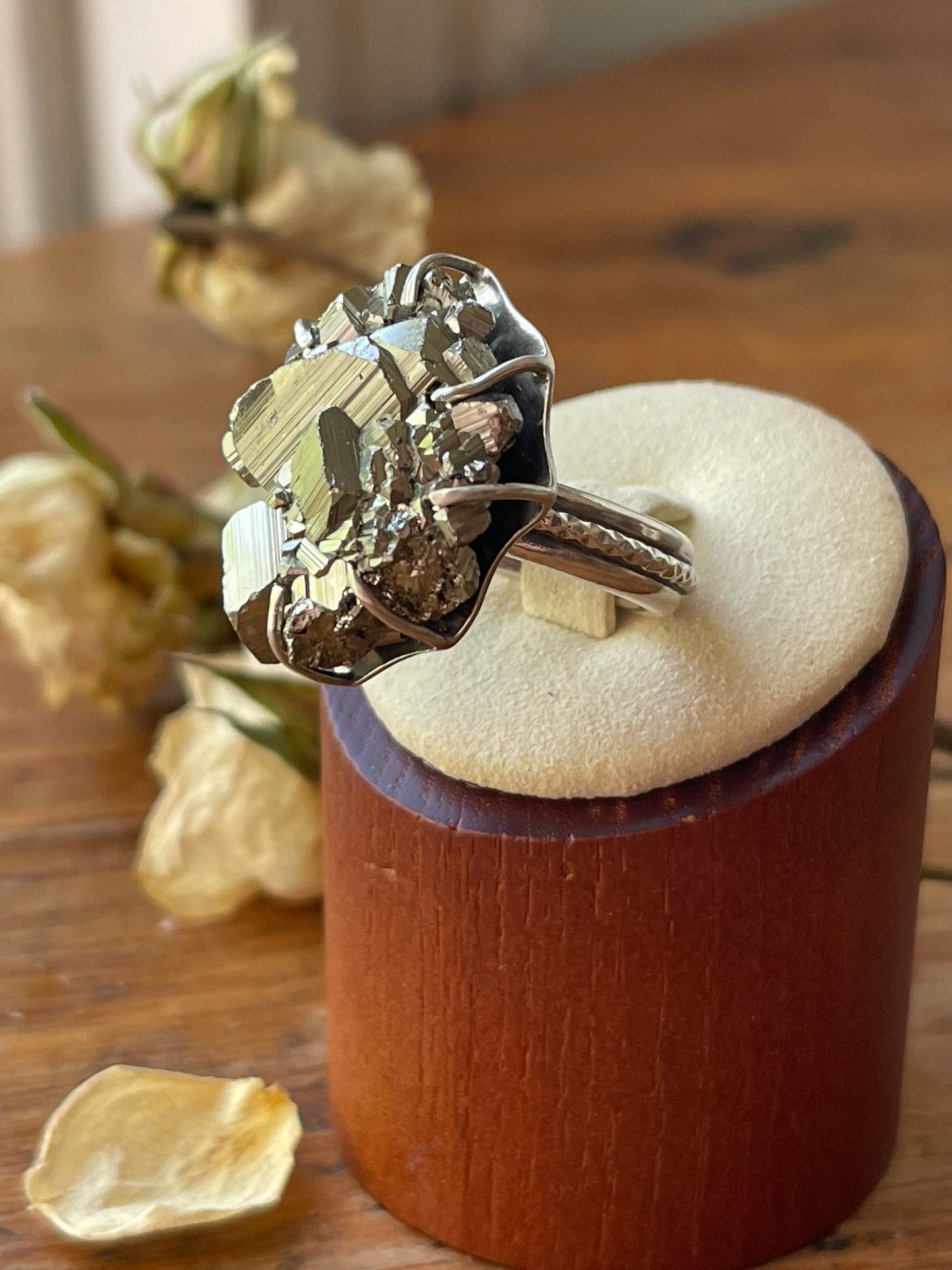 *Celtic Cliffs • Pyrite & Tanzanite Statement Ring • Size 6.5 Sterling Silver