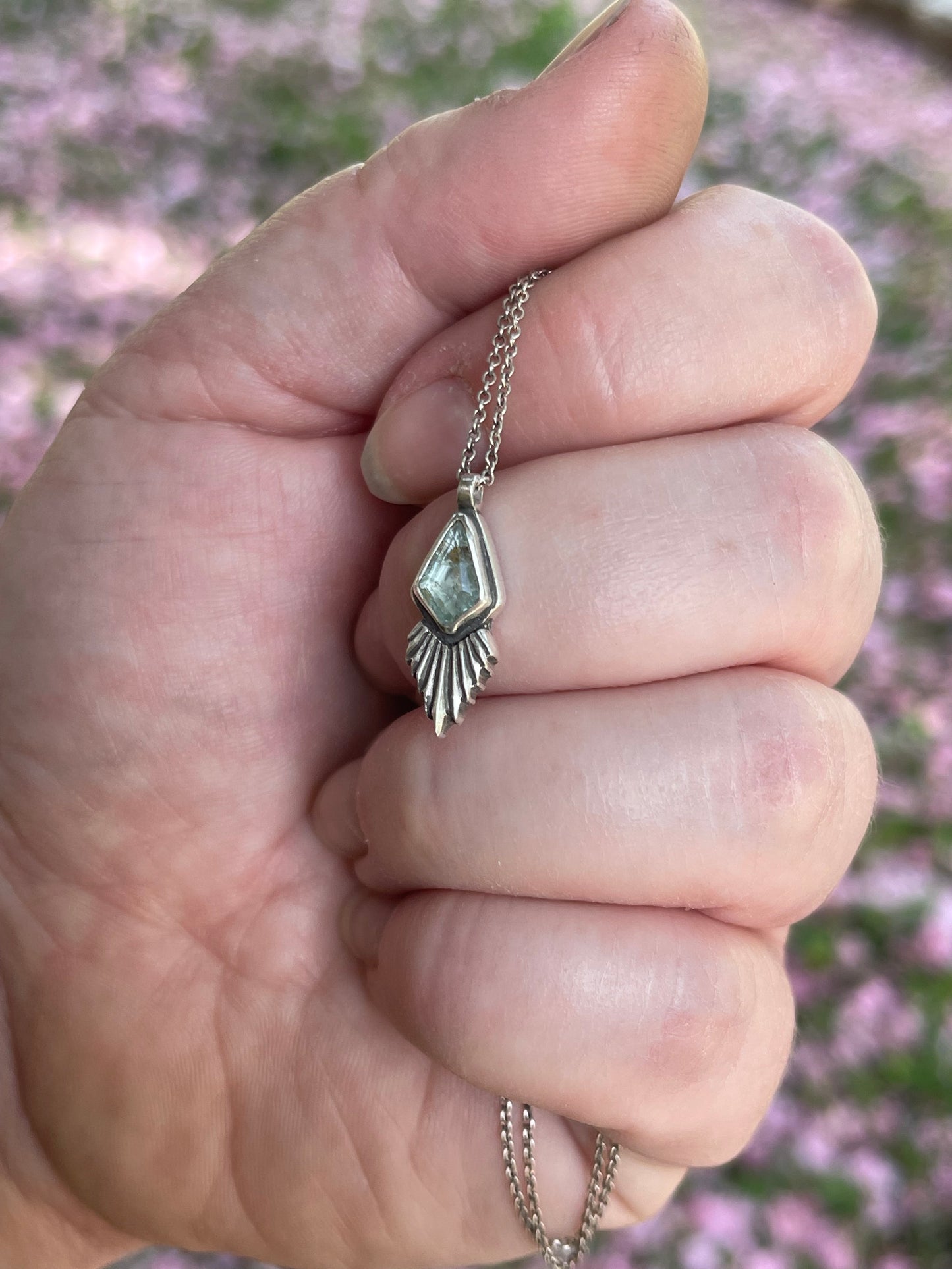 *Iðunn • Aquamarine Pendant Necklace • Fine Silver