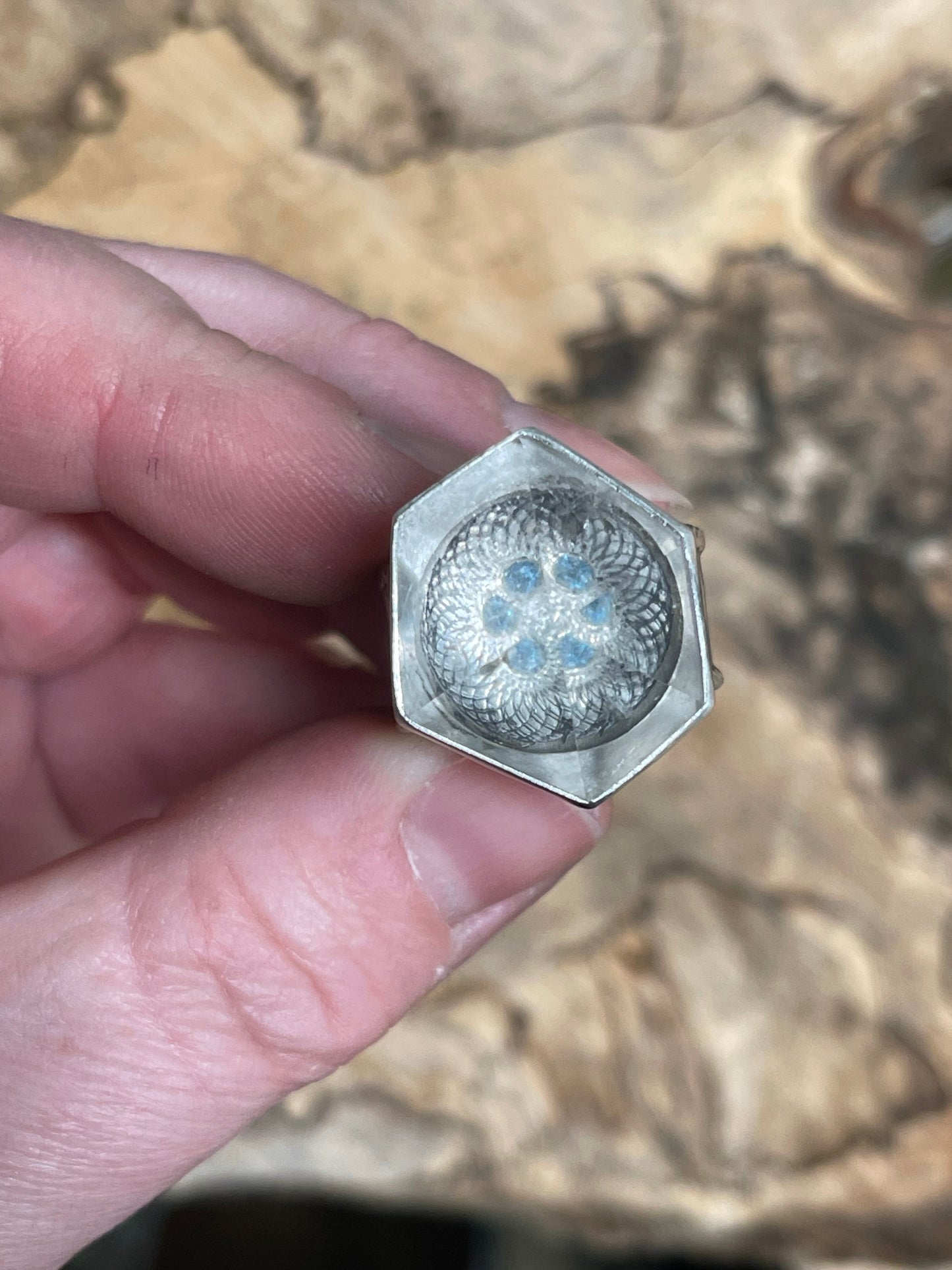 Emergence Crystal Statement Ring • Fine Silver with London Blue Topaz