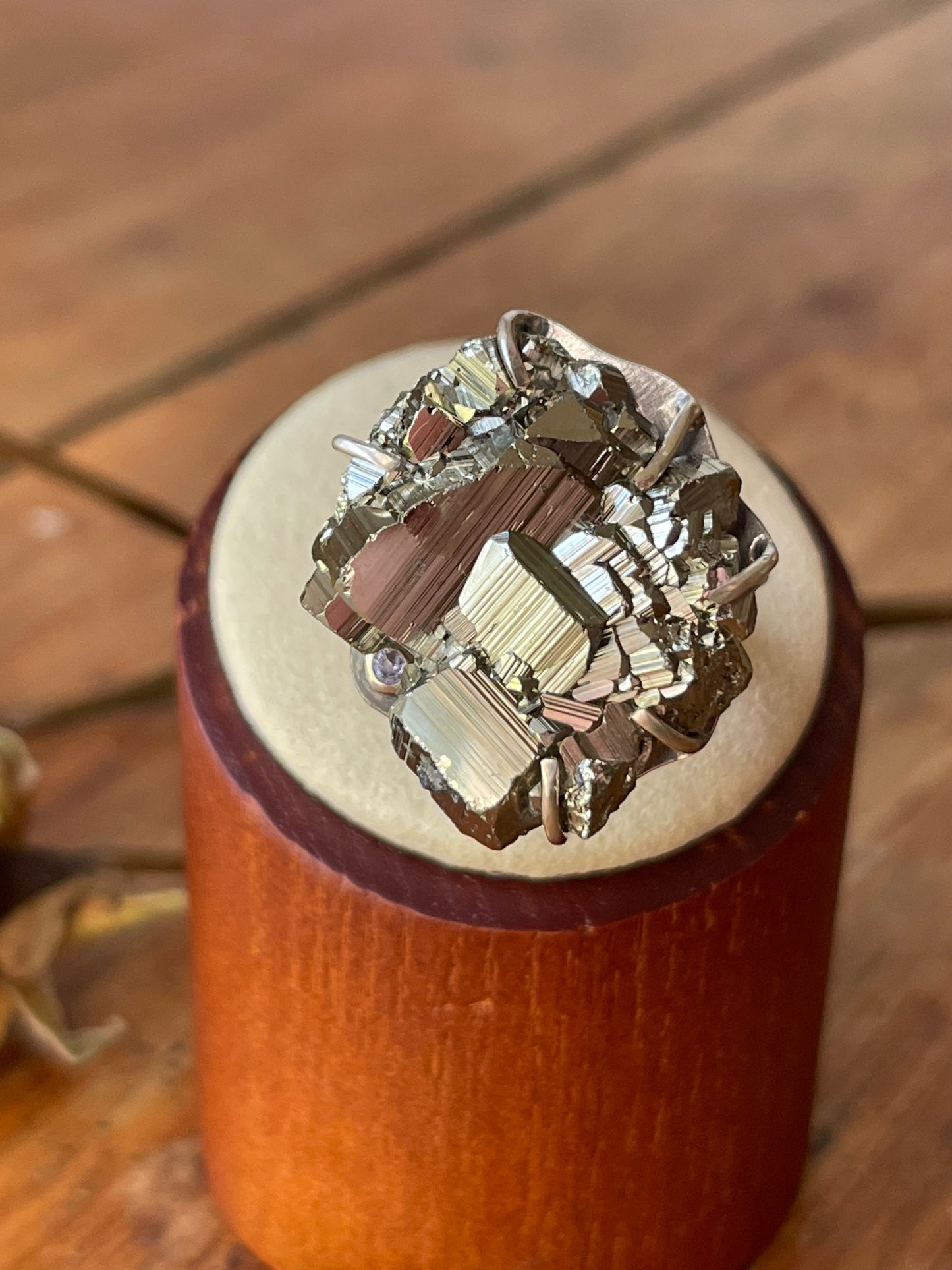 *Celtic Cliffs • Pyrite & Tanzanite Statement Ring • Size 6.5 Sterling Silver