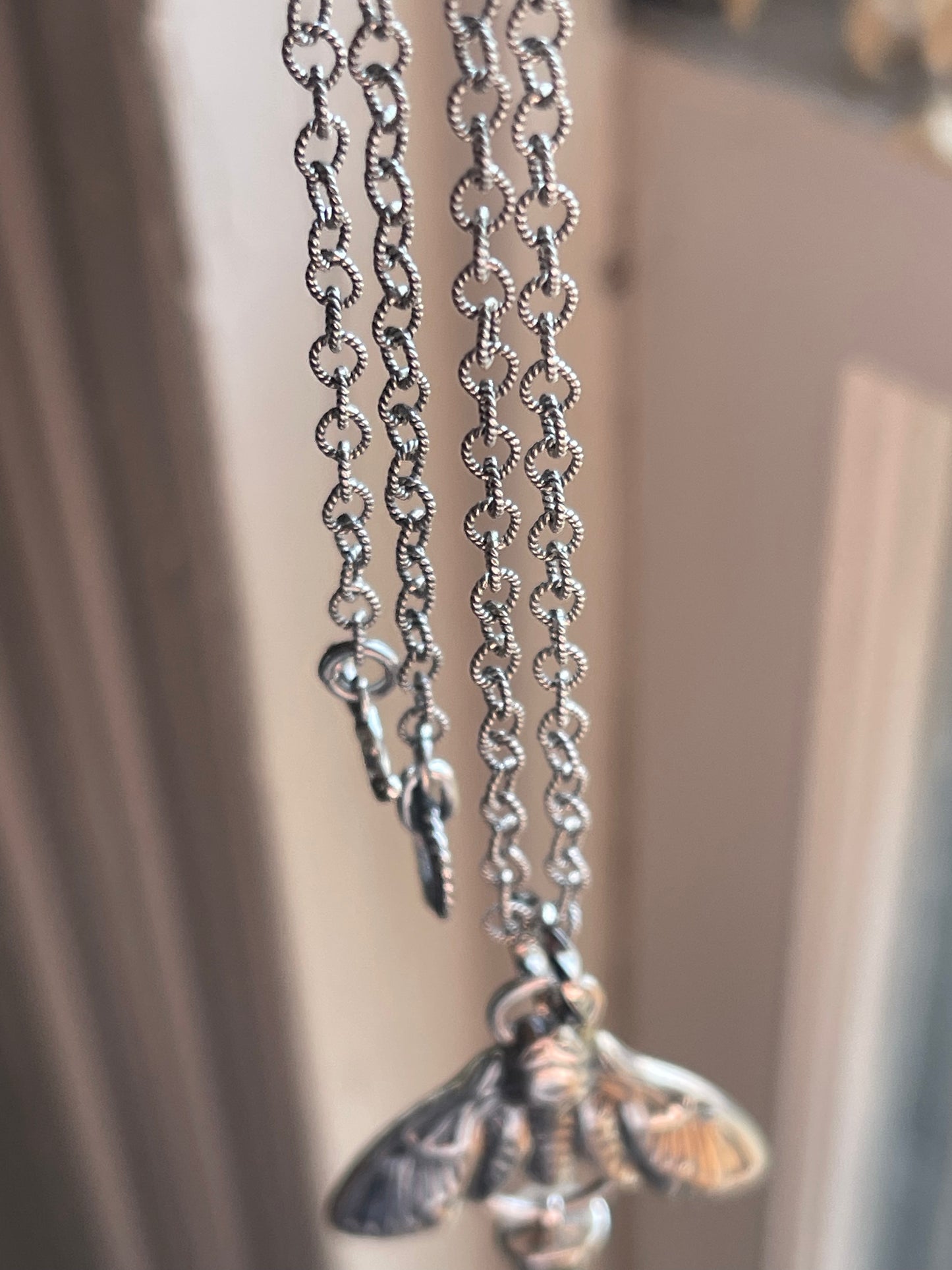 Green Tourmaline Crystal Deathmoth Necklace