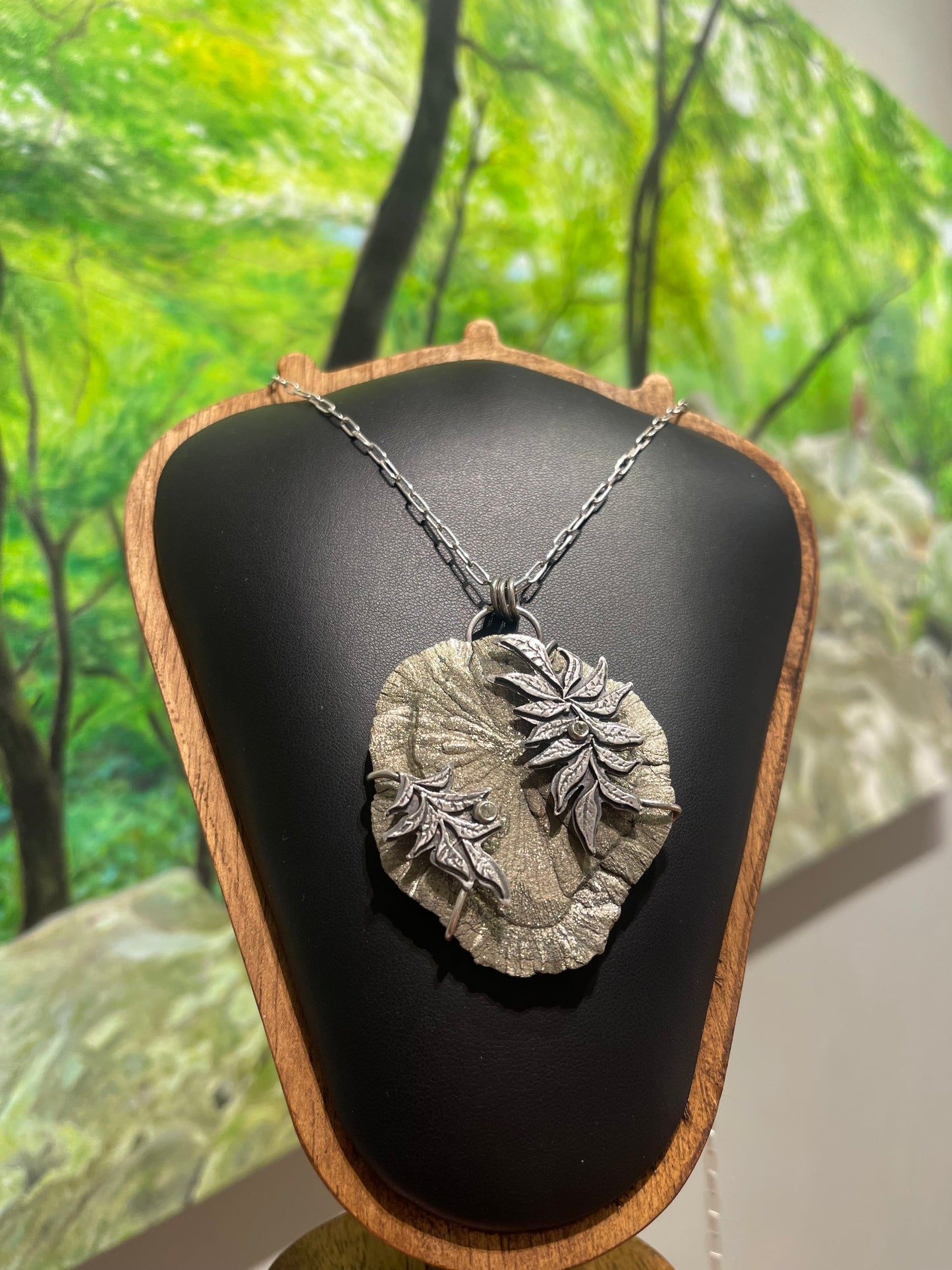 *Sunrays Through the Trees • Pyrite Sun & Green Sapphire Statement Necklace