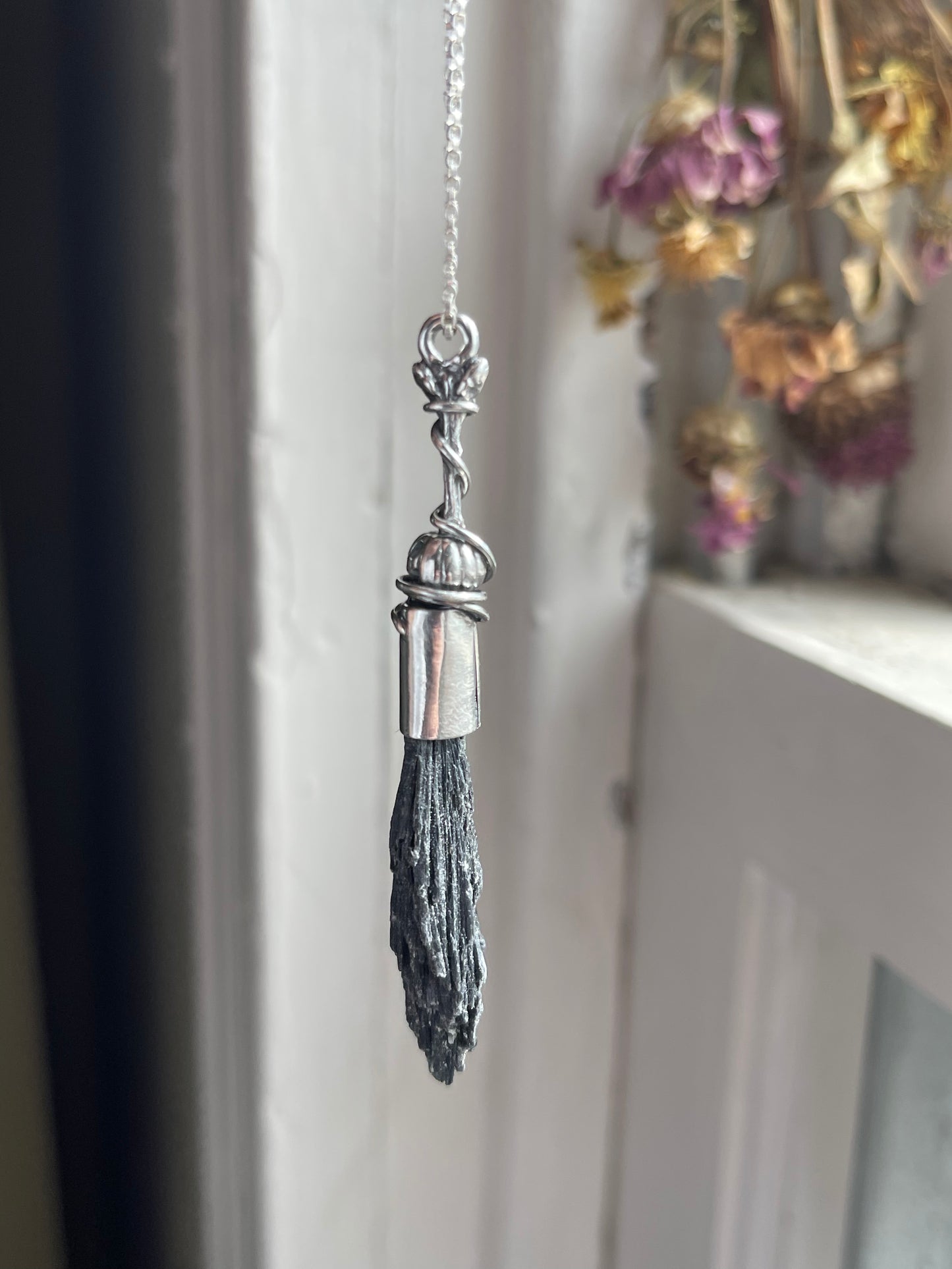 Autumn Witch Little Pumpkin Crystal Broom Pendant