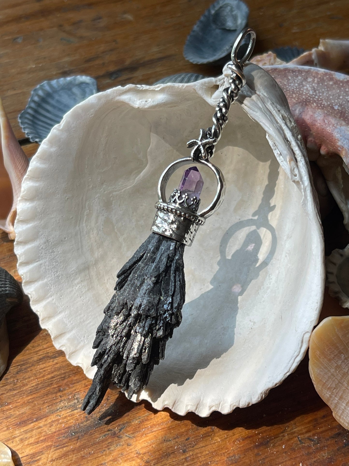 The Urchin Witch Crystal Broom Pendant