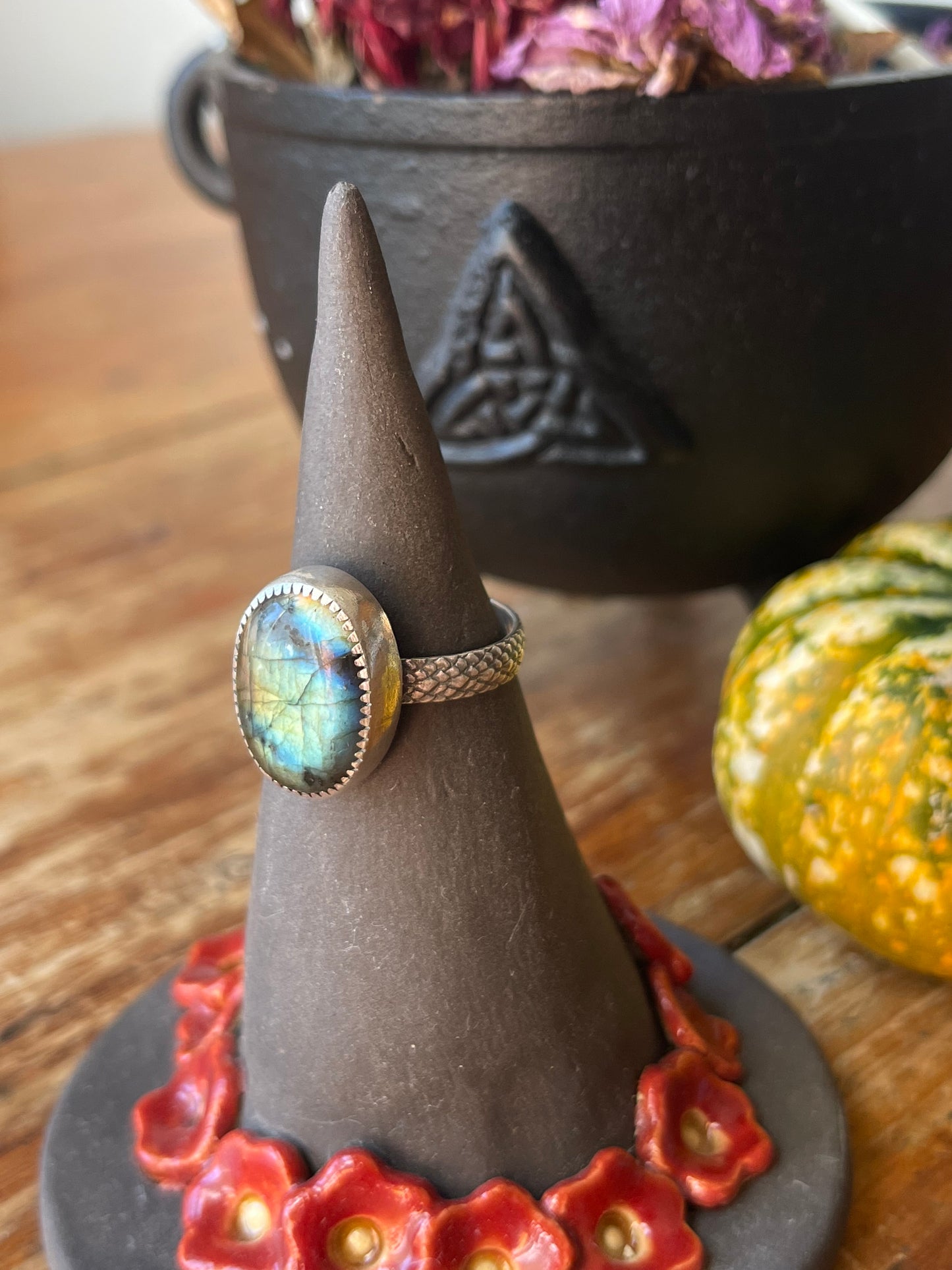Autumn Skies Labradorite Ring Size 10.5