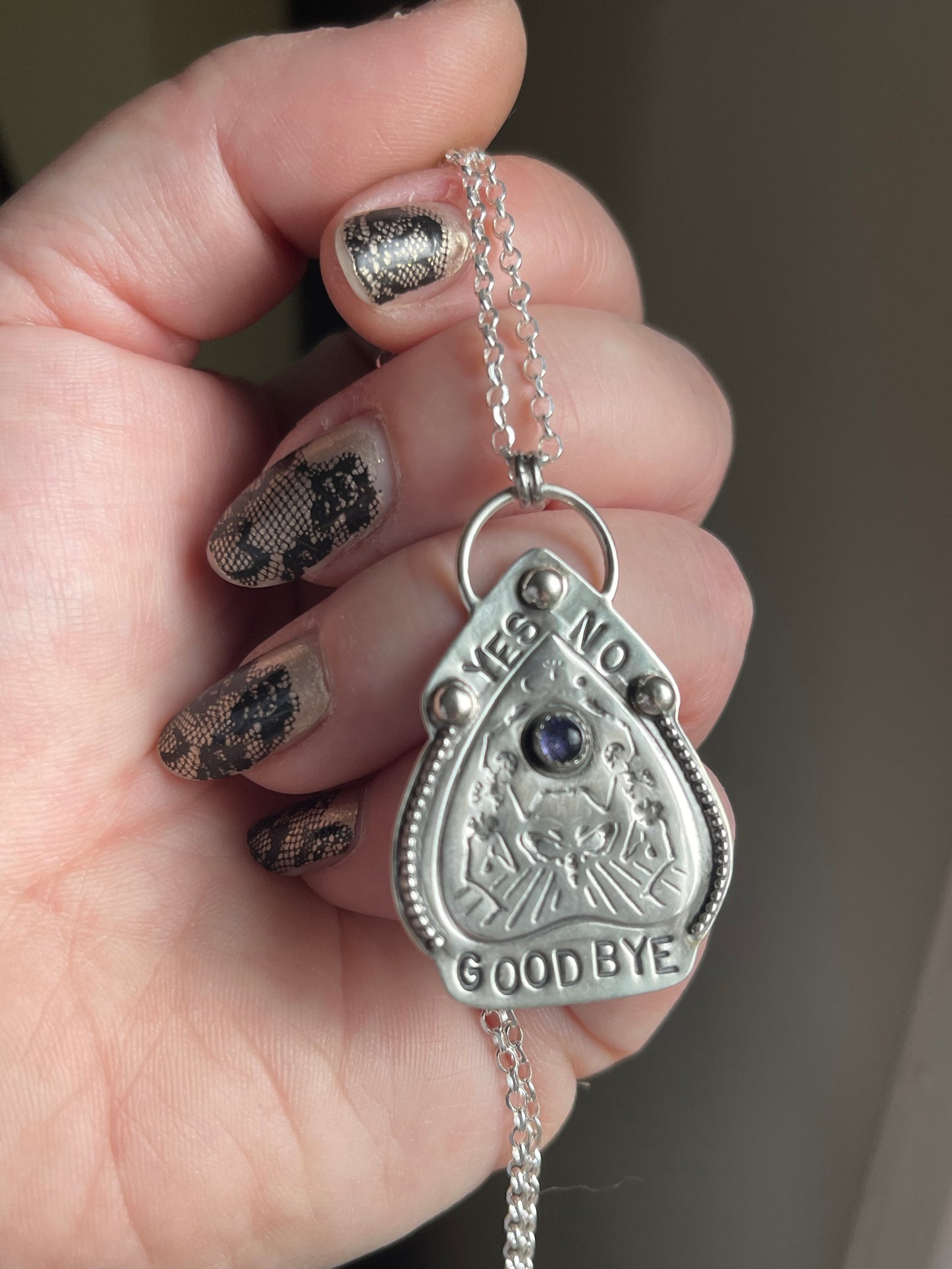 Iolite Ouija Planchette Statement Necklace