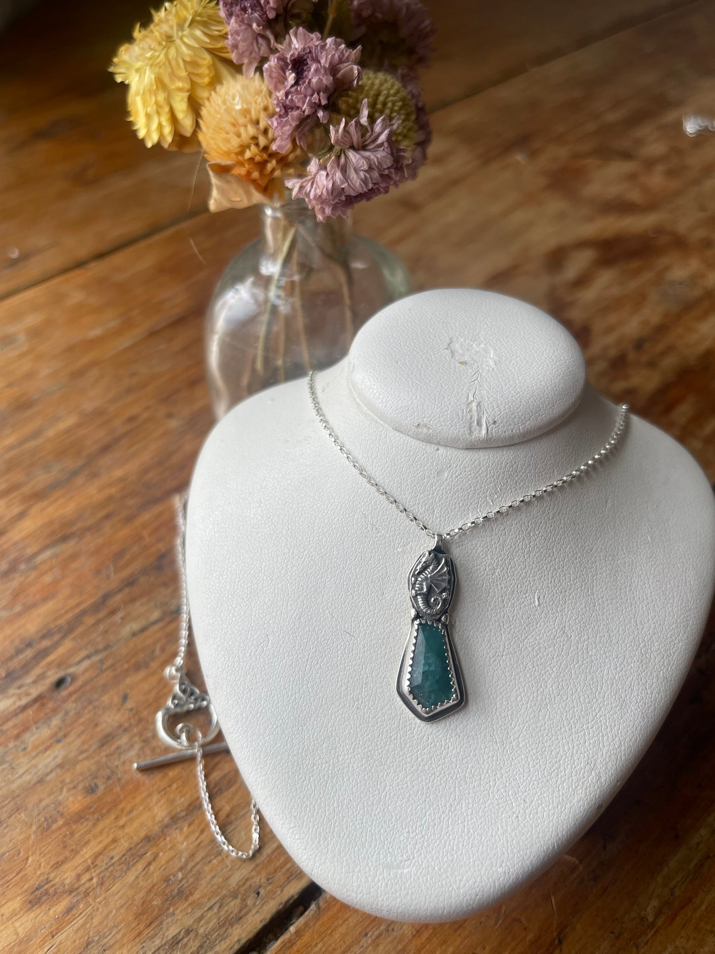 *Selkie’s Tear • Grandidierite Dragon Fine Silver Charm Necklace