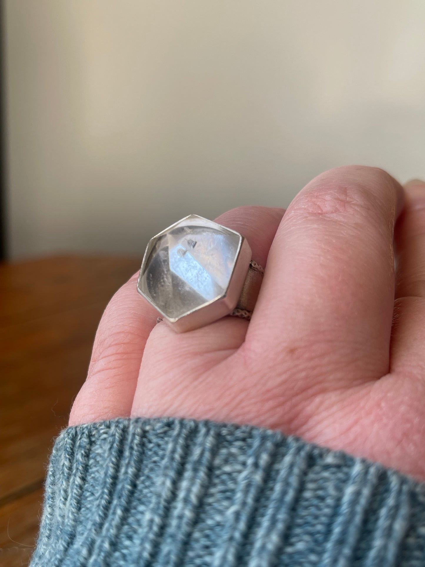 Emergence Crystal Statement Ring • Fine Silver with London Blue Topaz