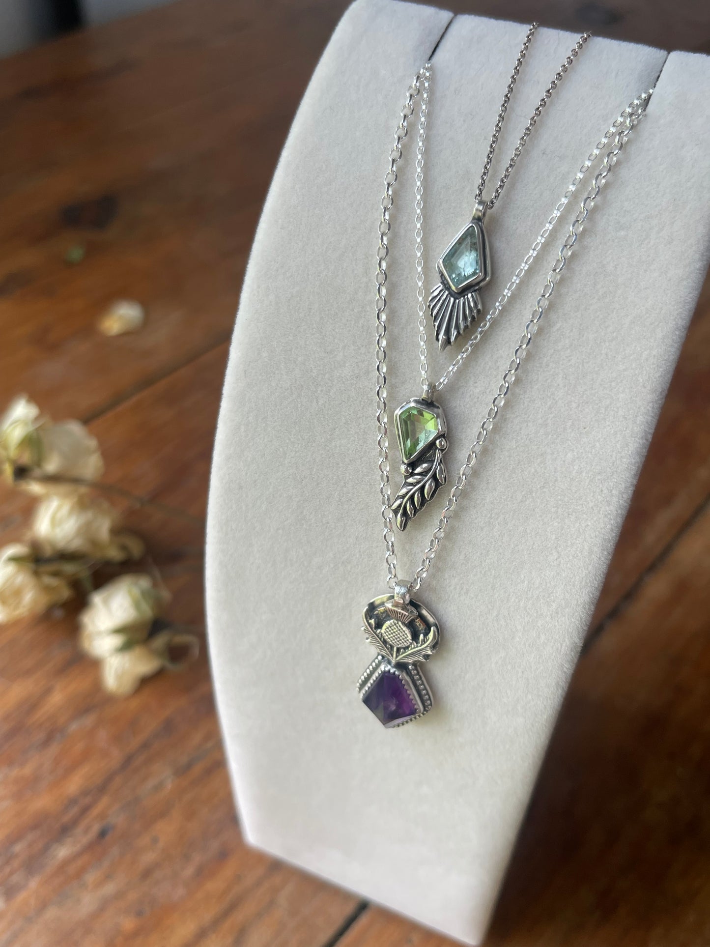 *Iðunn • Aquamarine Pendant Necklace • Fine Silver