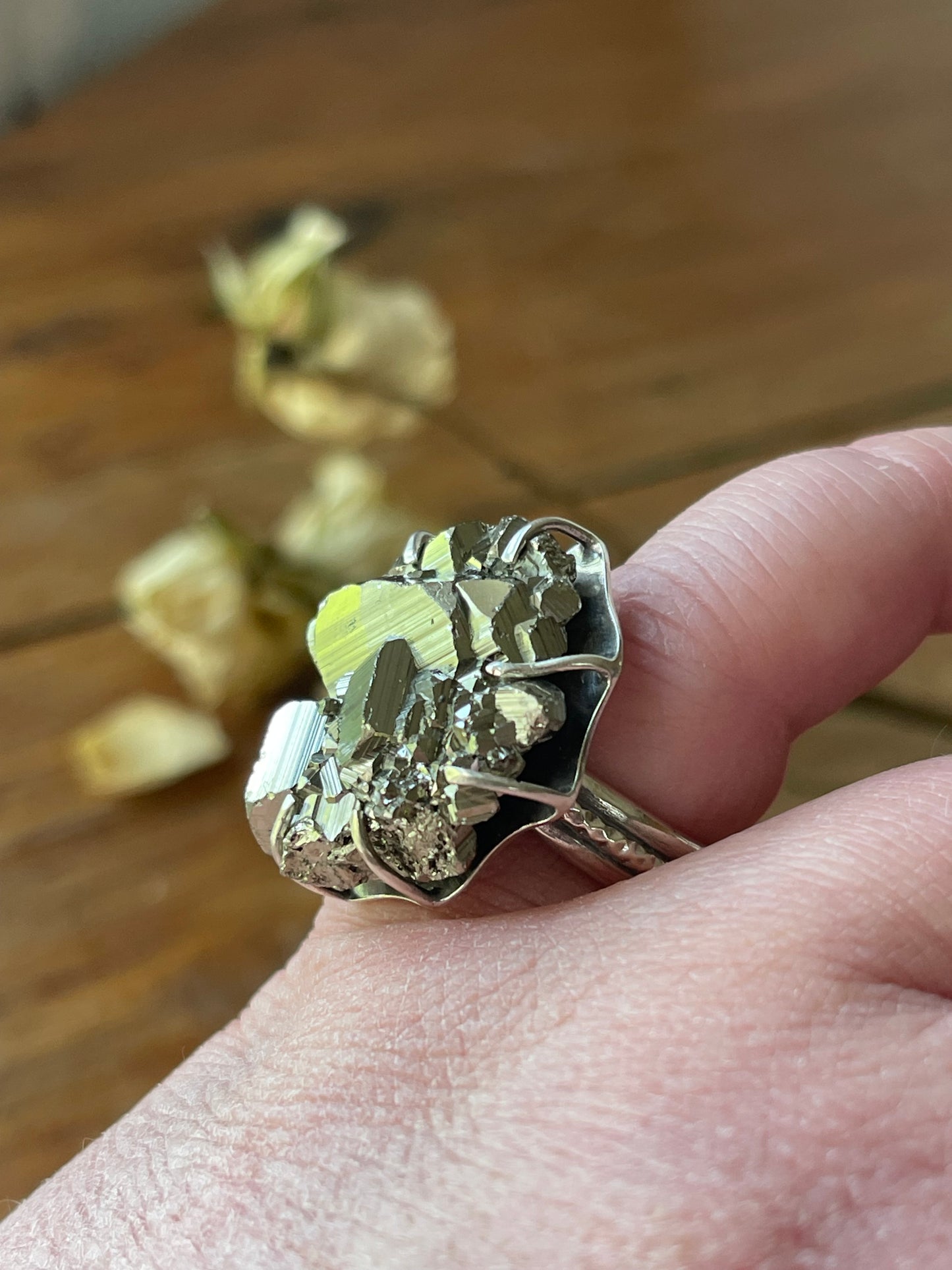 *Celtic Cliffs • Pyrite & Tanzanite Statement Ring • Size 6.5 Sterling Silver