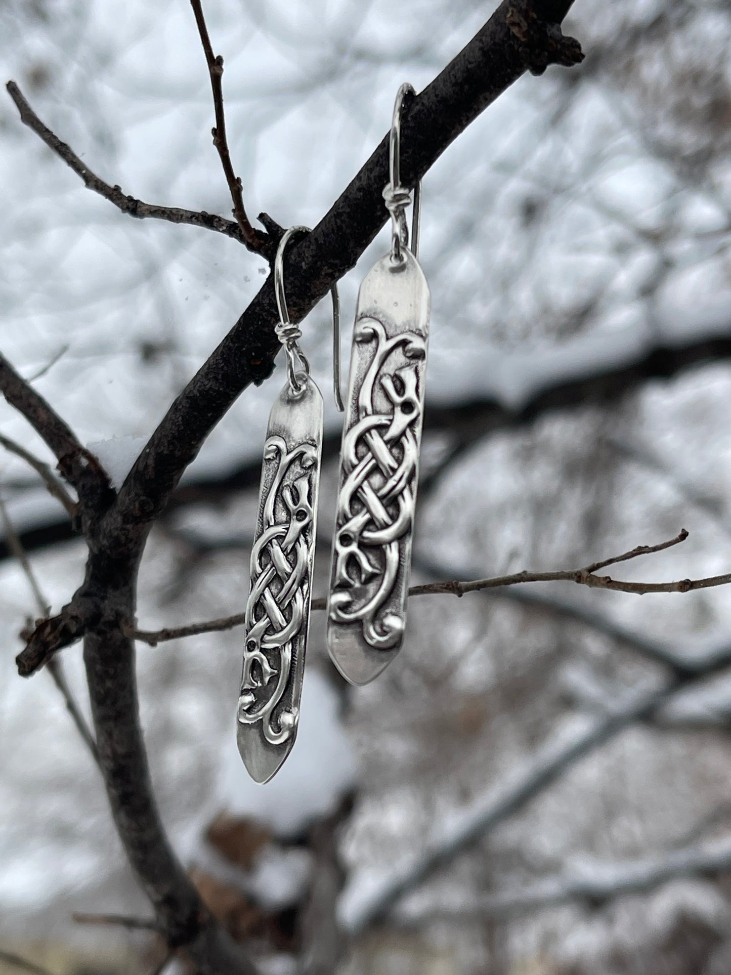 Jörmungandr Viking Knots Sterling Silver Dangle Earrings