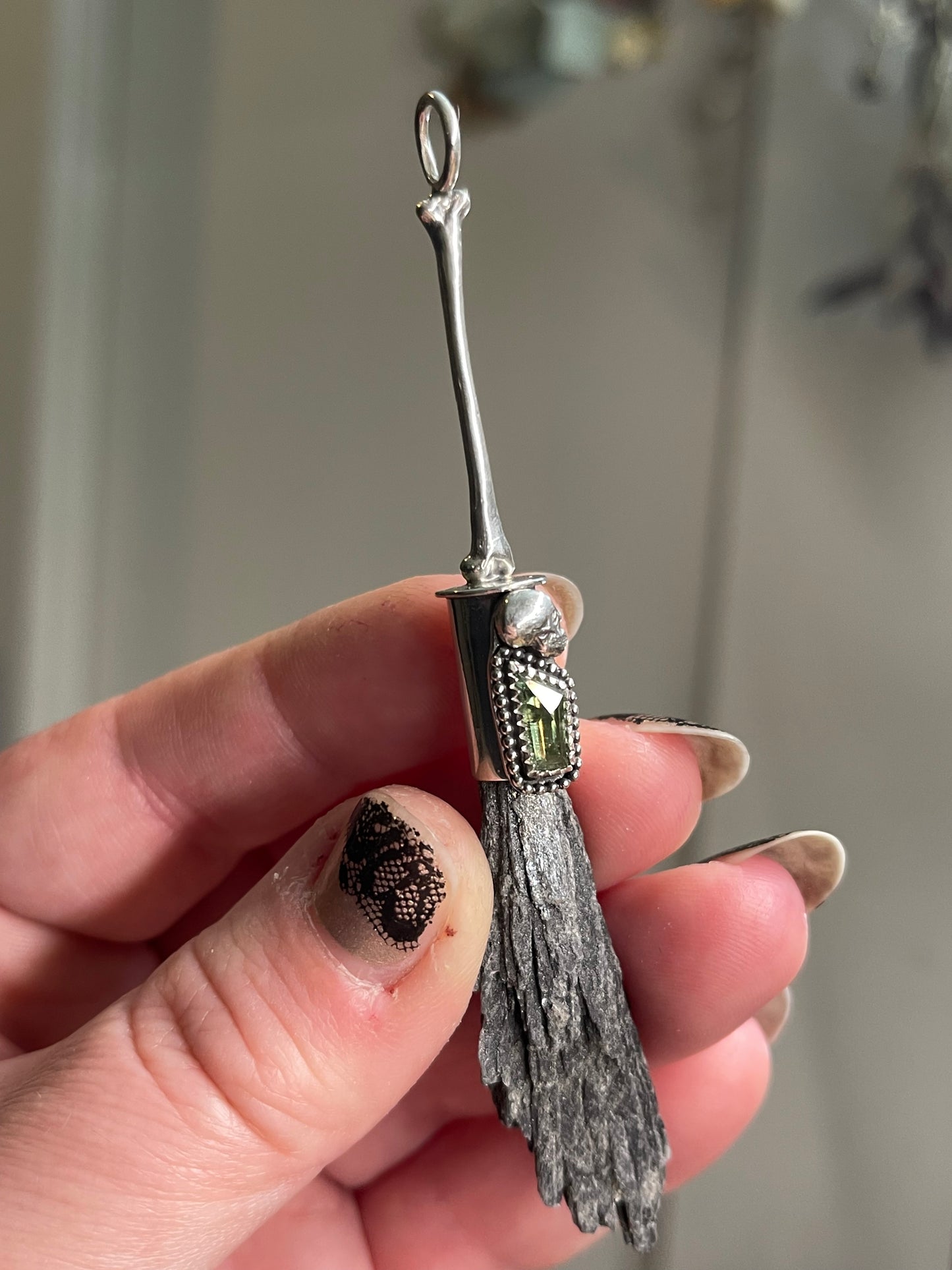 Bone Witch Sapphire Crystal Broom