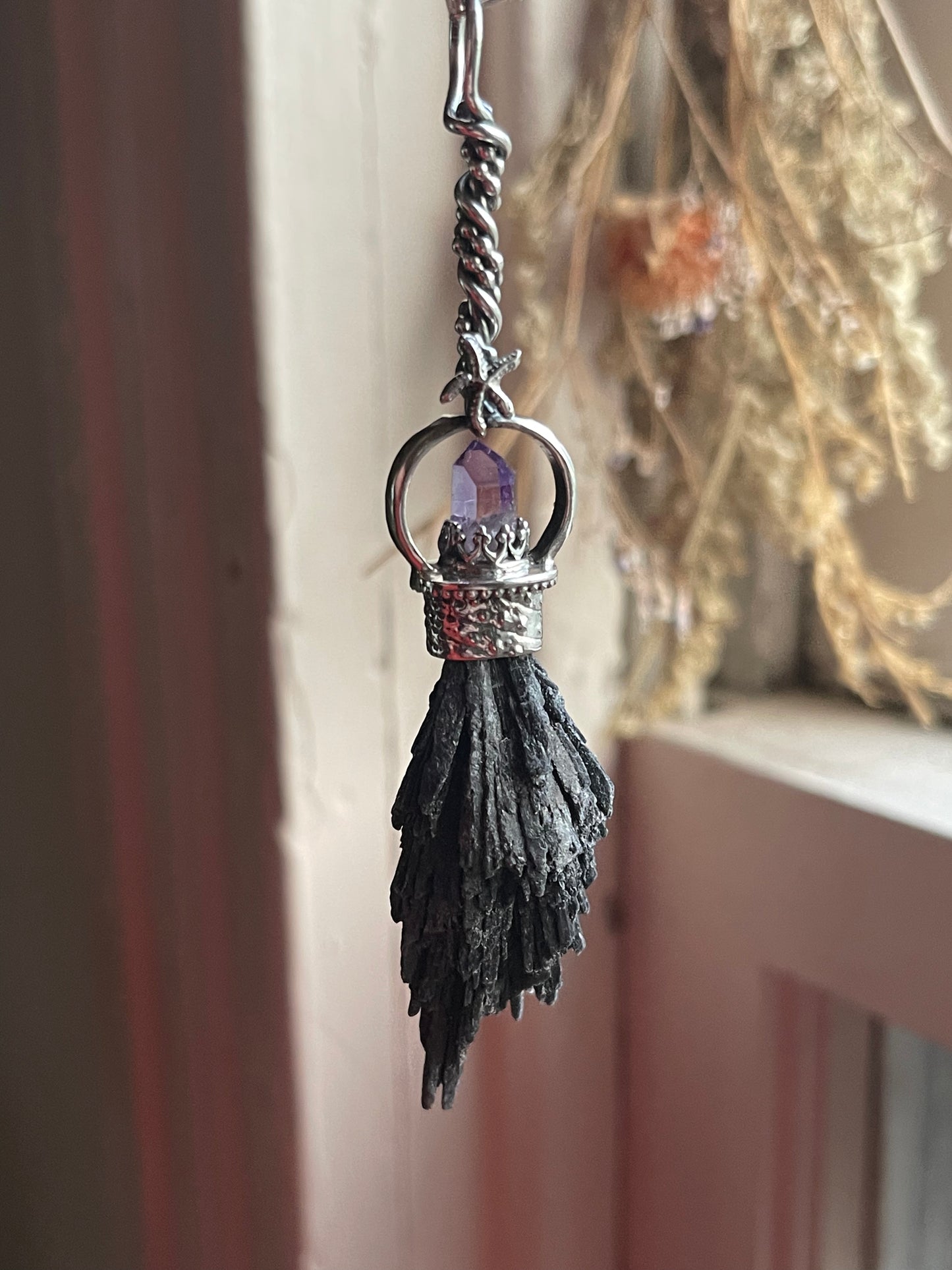 The Urchin Witch Crystal Broom Pendant