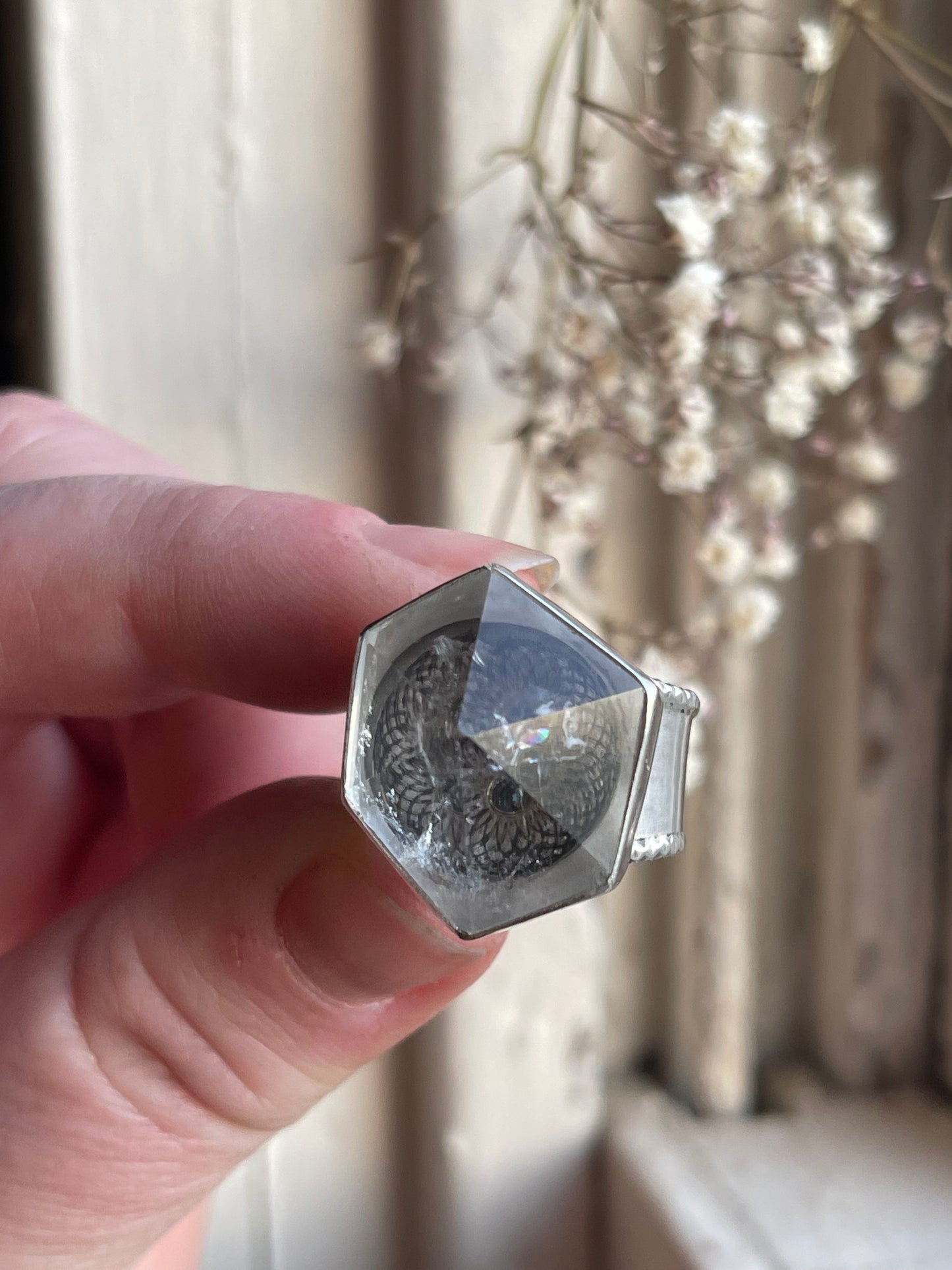 Emergence Crystal Statement Ring • Fine Silver with London Blue Topaz