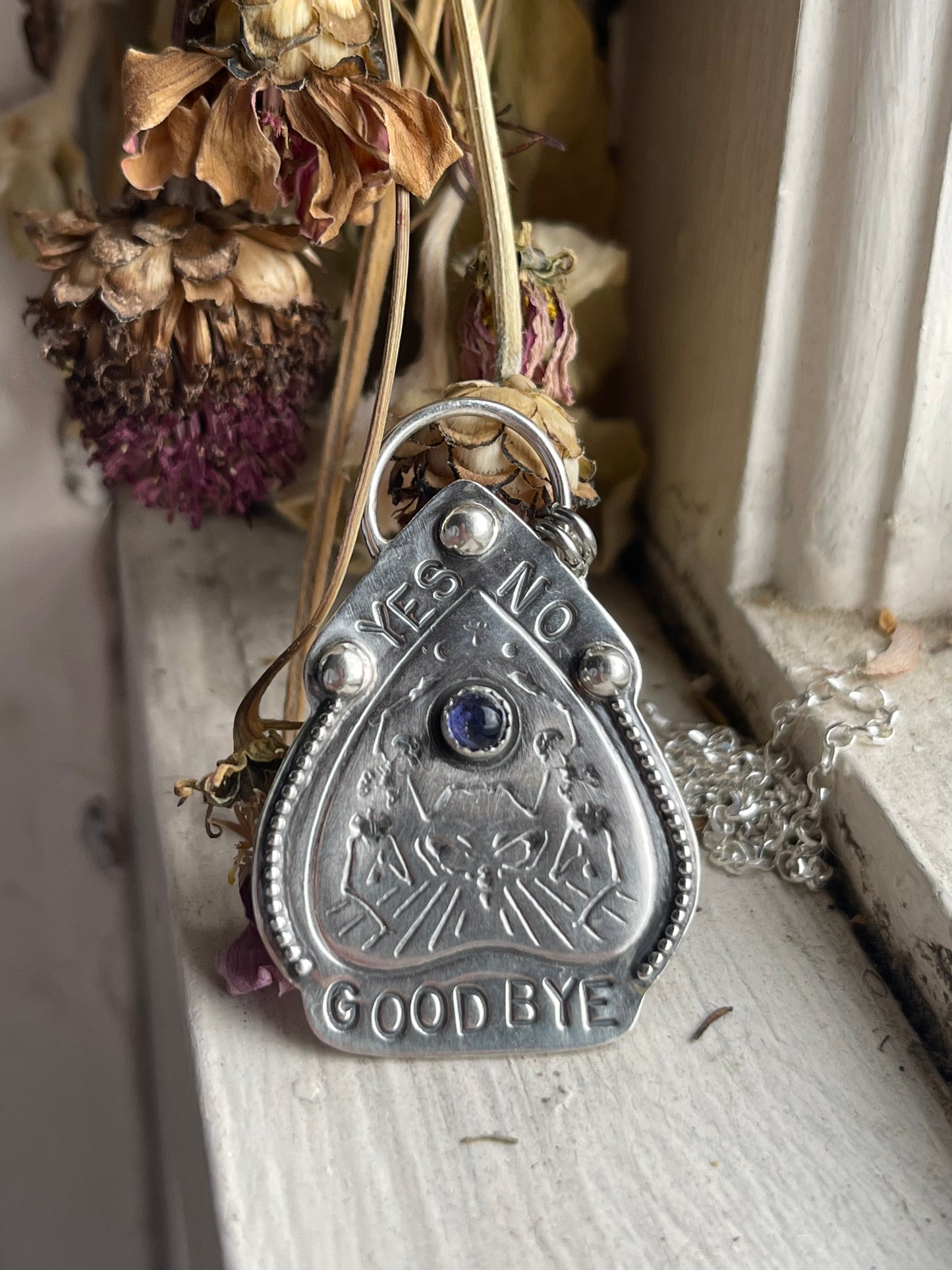 Iolite Ouija Planchette Statement Necklace