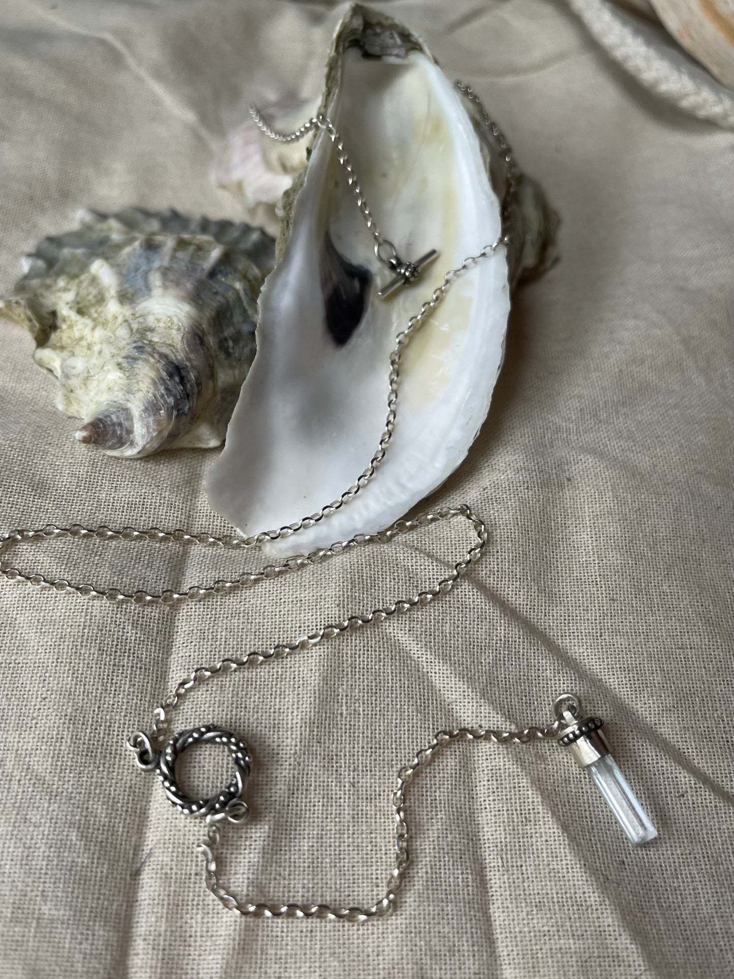 *Aquamarine Anchor • Aquamarine Crystal Sterling Silver Toggle Necklace