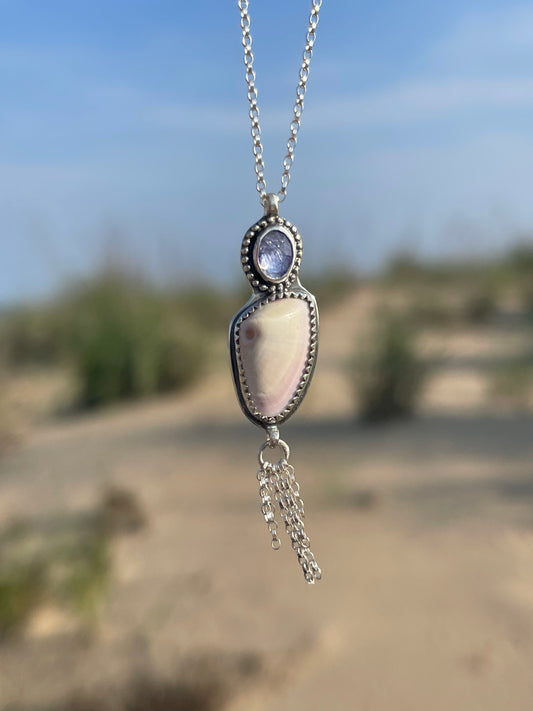 *Tidal Threads II • Tanzanite & Shell Fine Silver Pendant Necklace