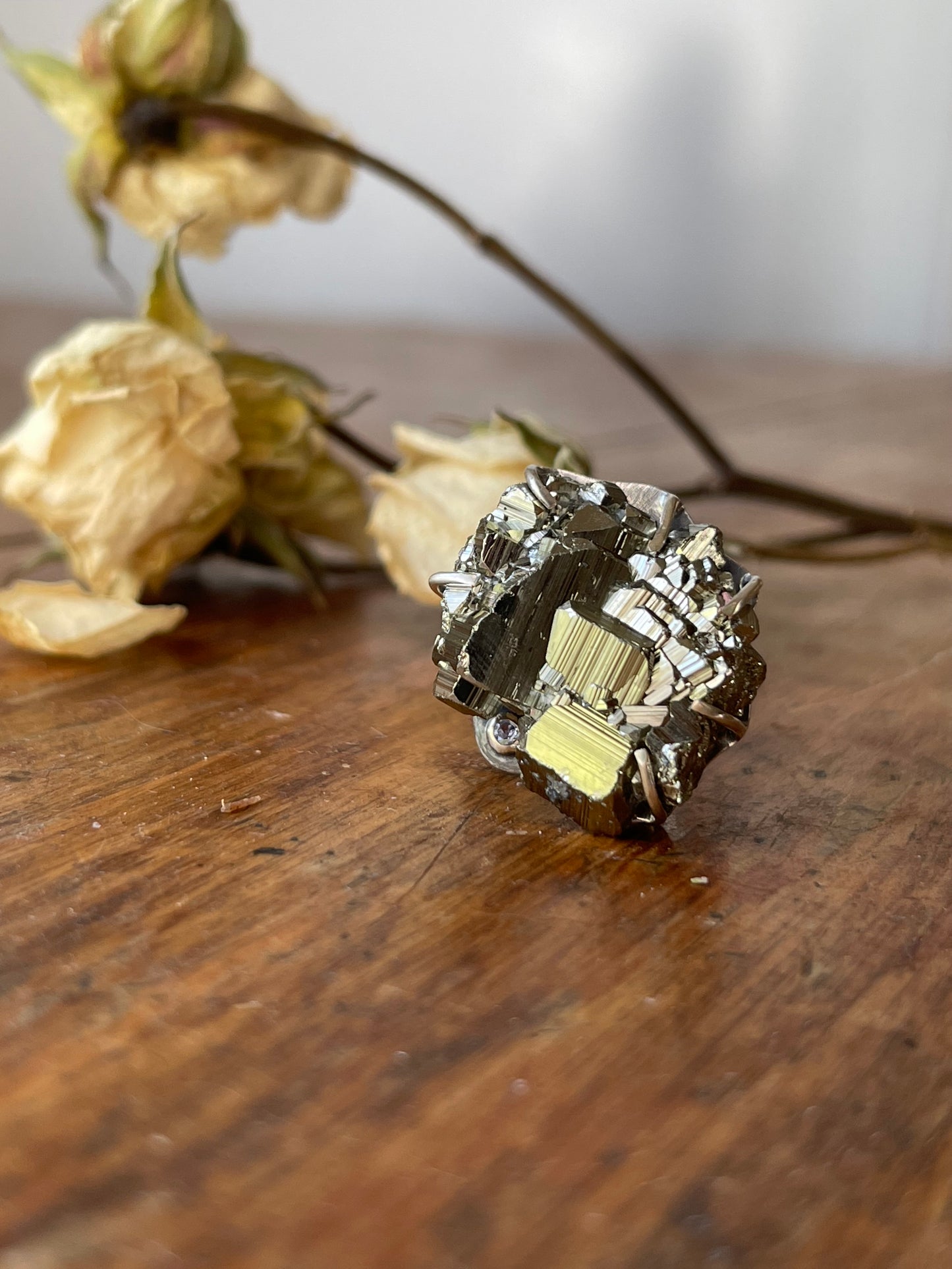 *Celtic Cliffs • Pyrite & Tanzanite Statement Ring • Size 6.5 Sterling Silver