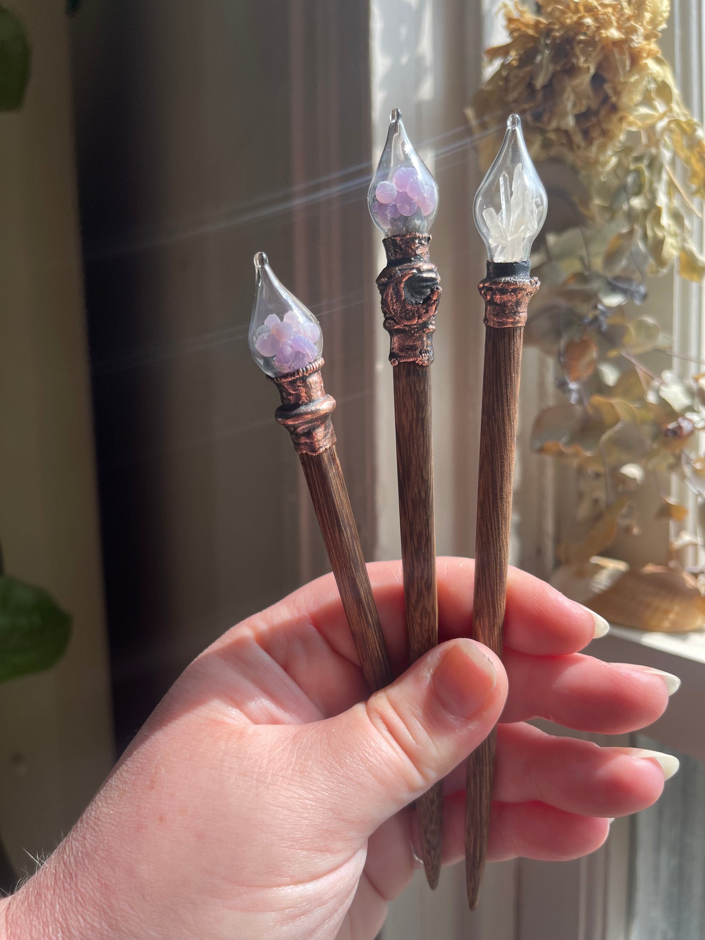 Electroformed Glass Globe Crystal Hair Stick MTO