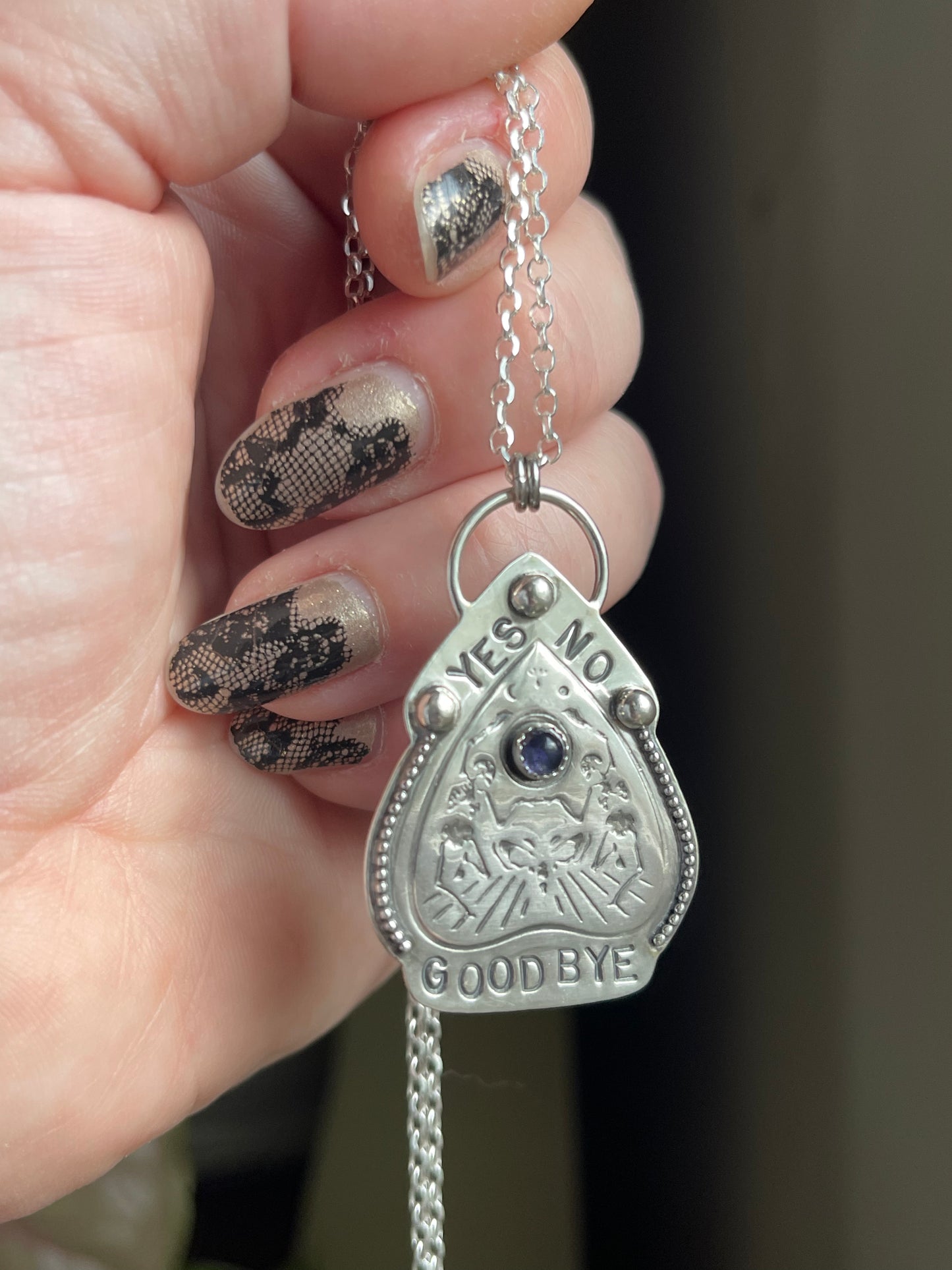 Iolite Ouija Planchette Statement Necklace