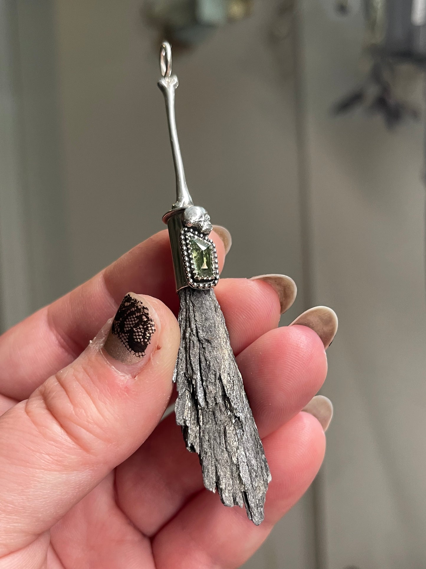 Bone Witch Sapphire Crystal Broom