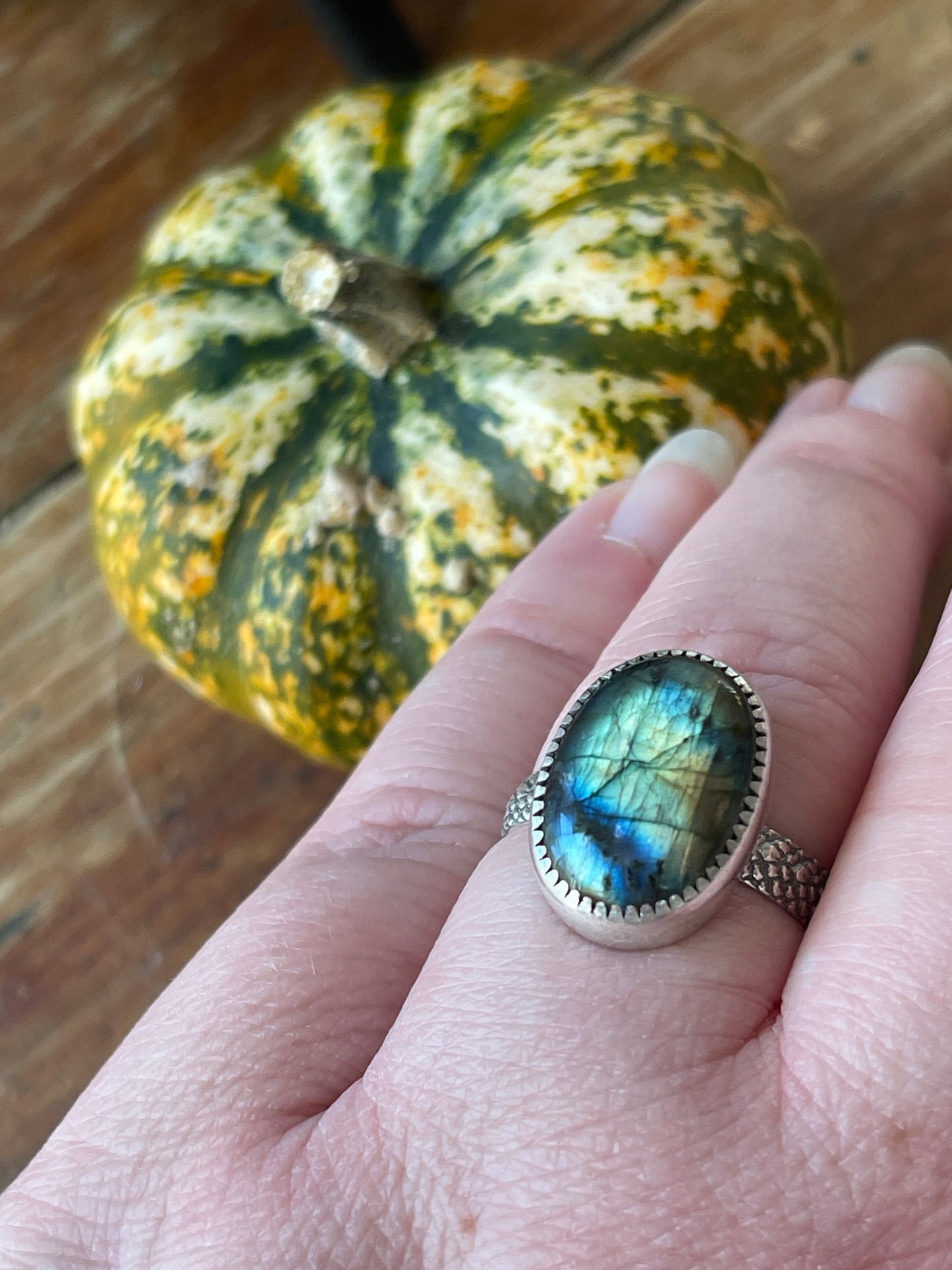Autumn Skies Labradorite Ring Size 10.5