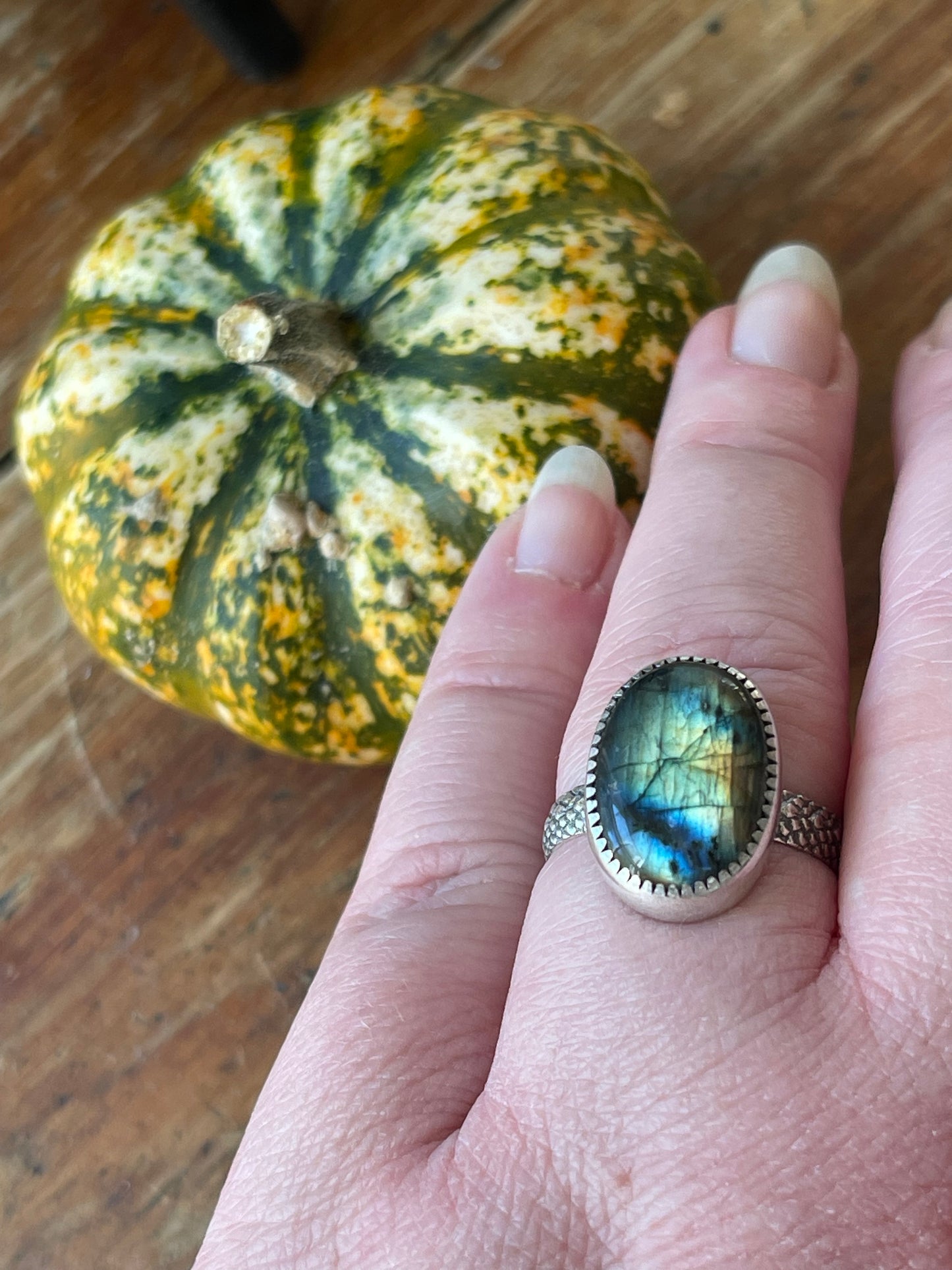 Autumn Skies Labradorite Ring Size 10.5