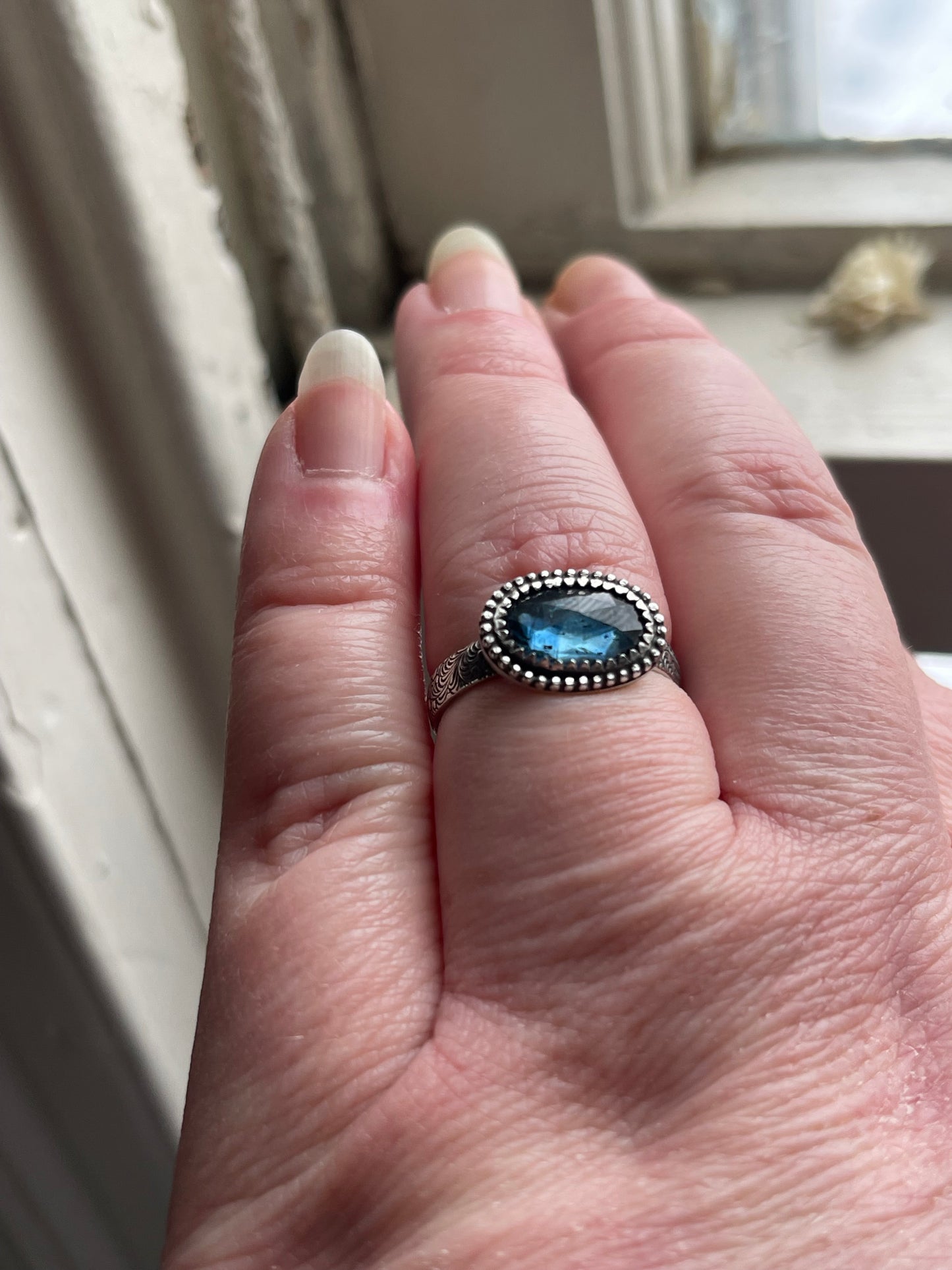 Blue Nebula Teal Kyanite Rings