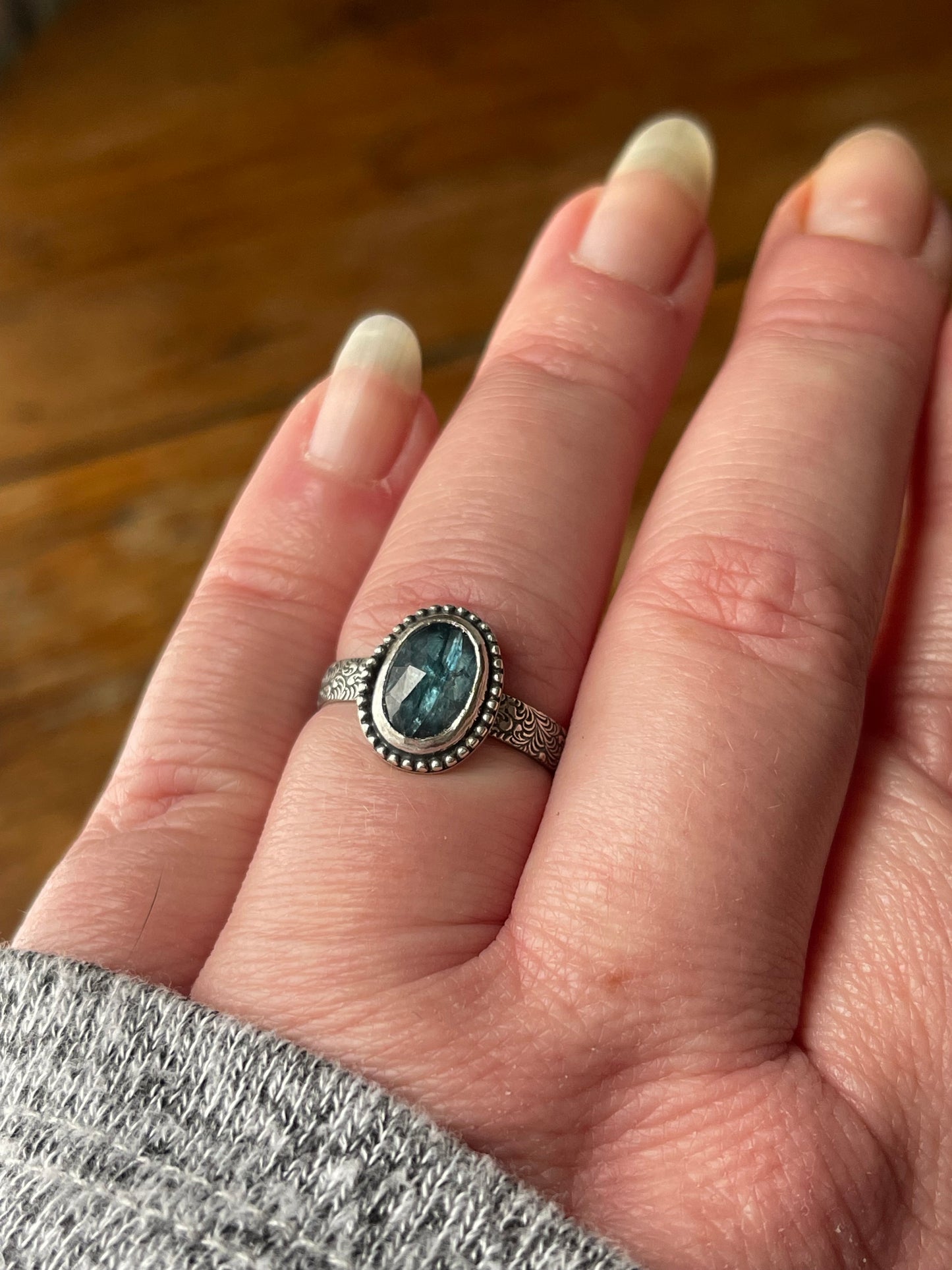 Blue Nebula Teal Kyanite Rings