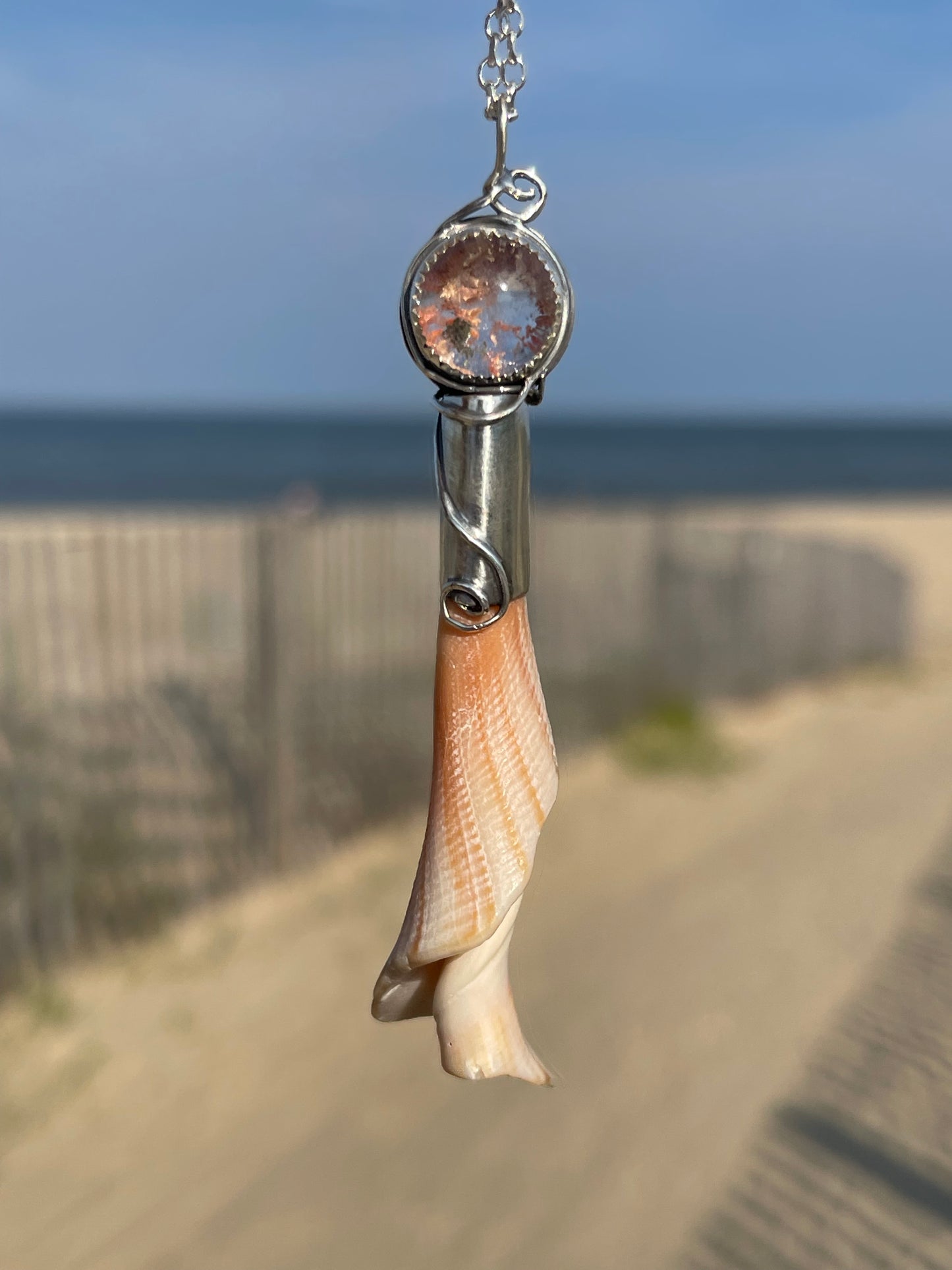 *Dancing in the Dunes • Garden Quartz Seashell Pendant